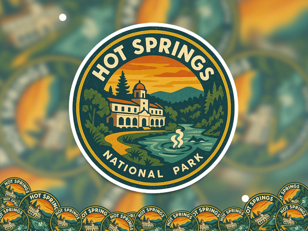Hot Springs National Park Sticker, Retro Vinyl Waterproof Decal, Vintage USA Travel Collection