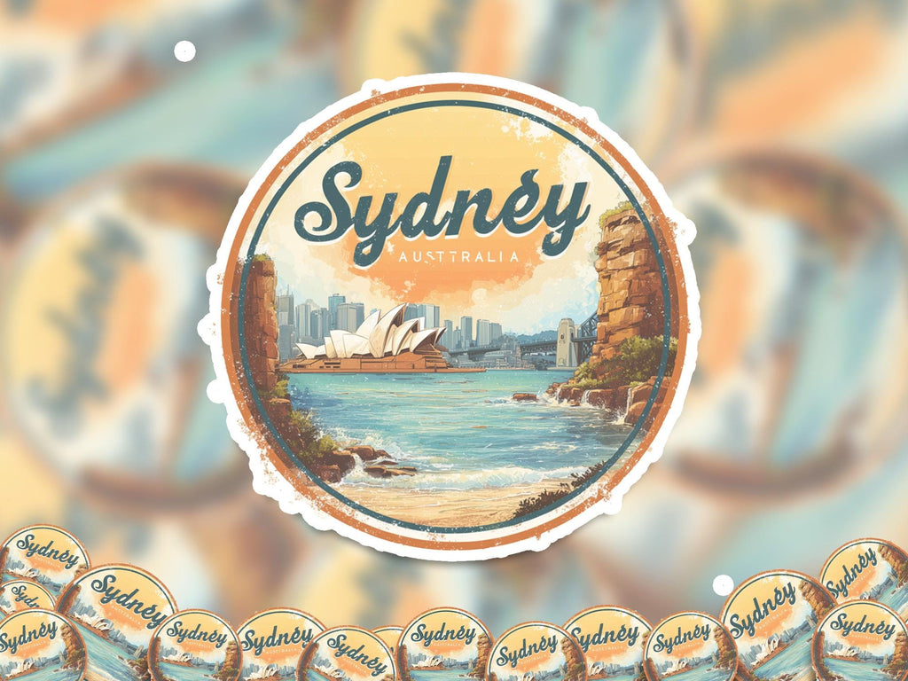 Sydney Watercolor Kiss-Cut Vinyl, Waterproof Decal, Retro Travel Lover Collection