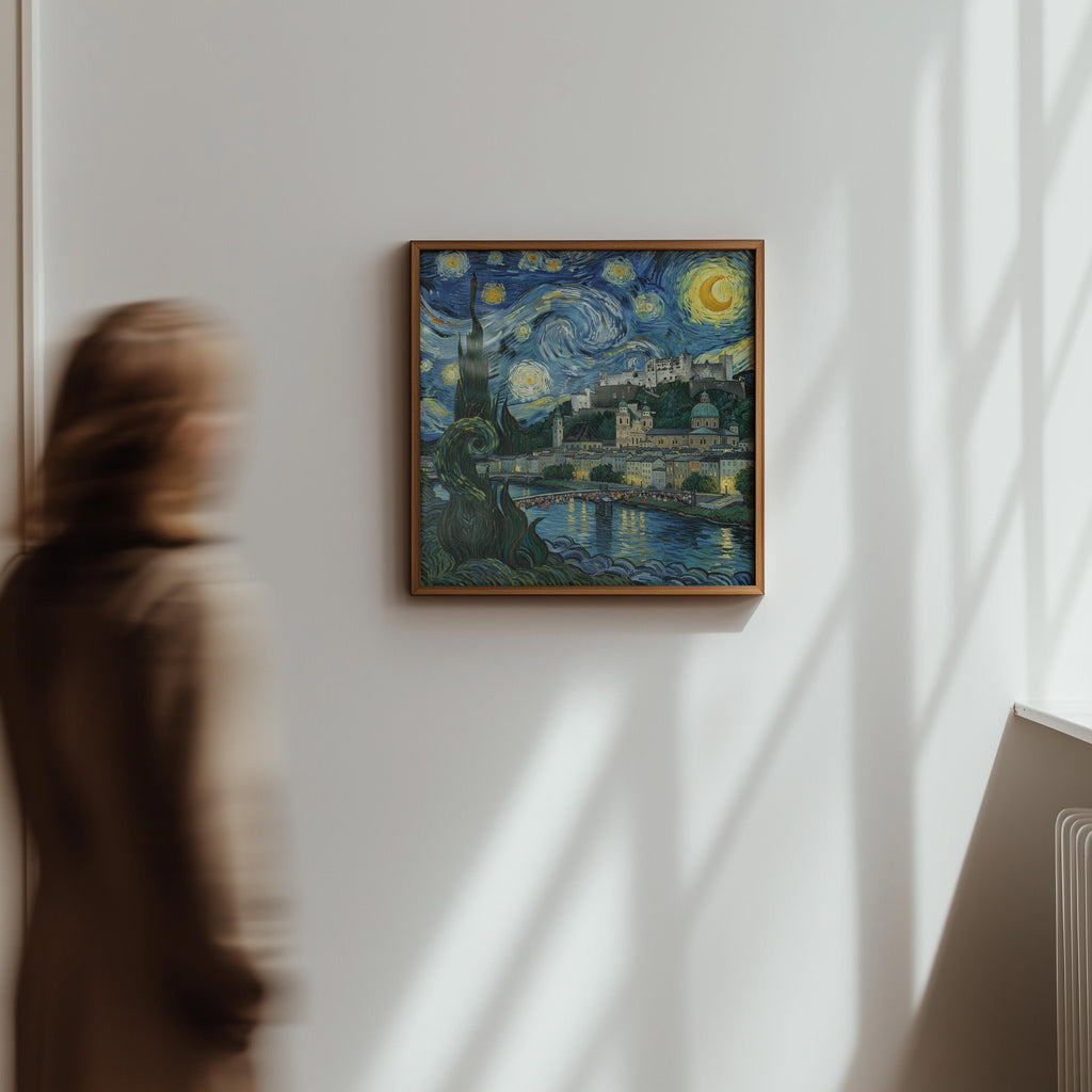 Salzburg Austria Starry Night Wall Art, Van Gogh Print, Travel Gift Home Decor