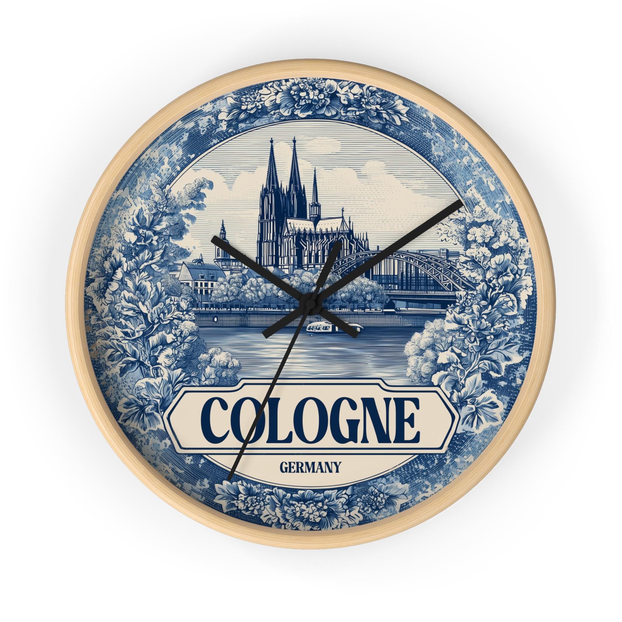 Cologne Germany Wall Clock, Delf style Home Decor, Vintage City Travel Keepsake Art