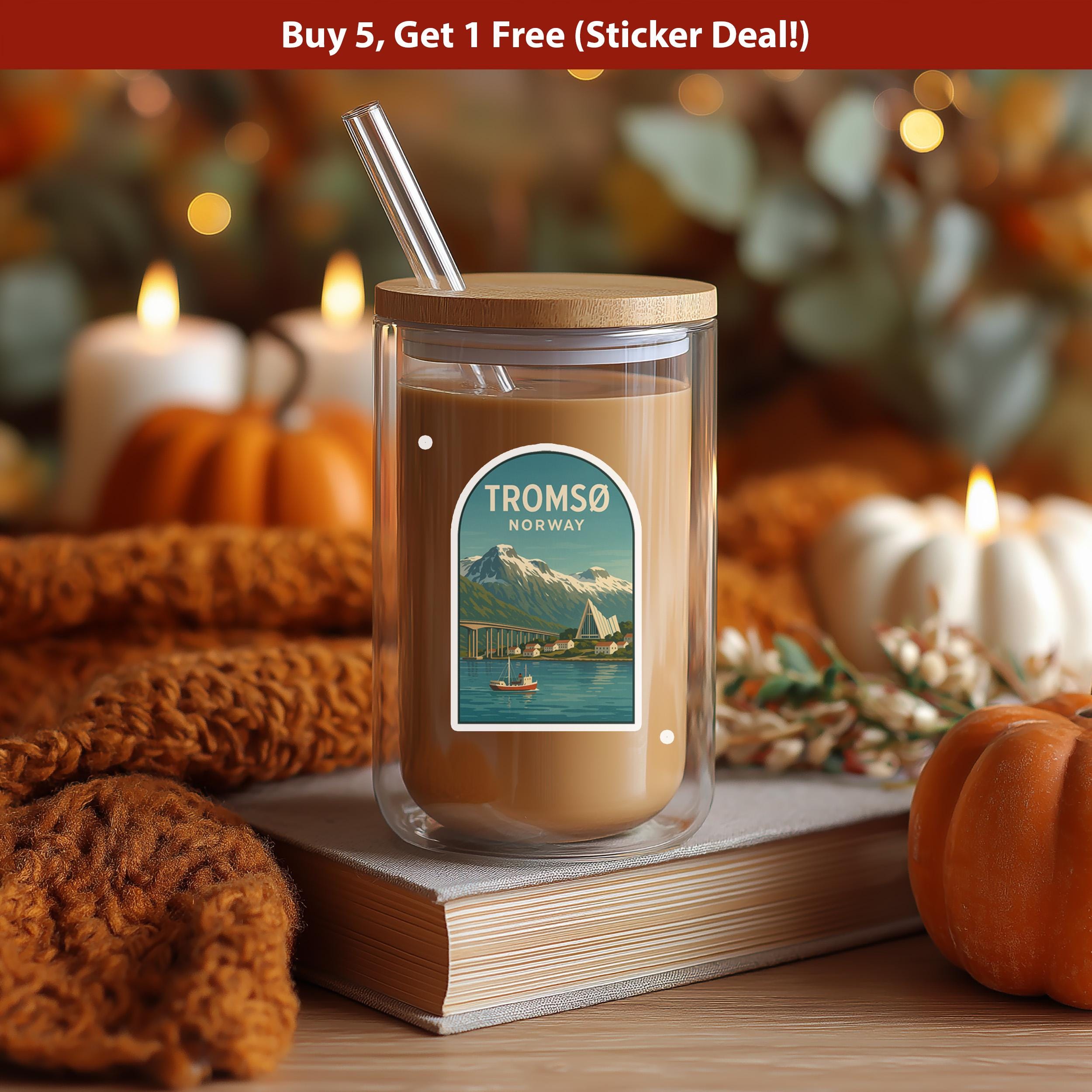 Tromso Norway Sticker, Vintage City Vinyl Decal, Retro Travel Lover Collection, Journal Scrapbook