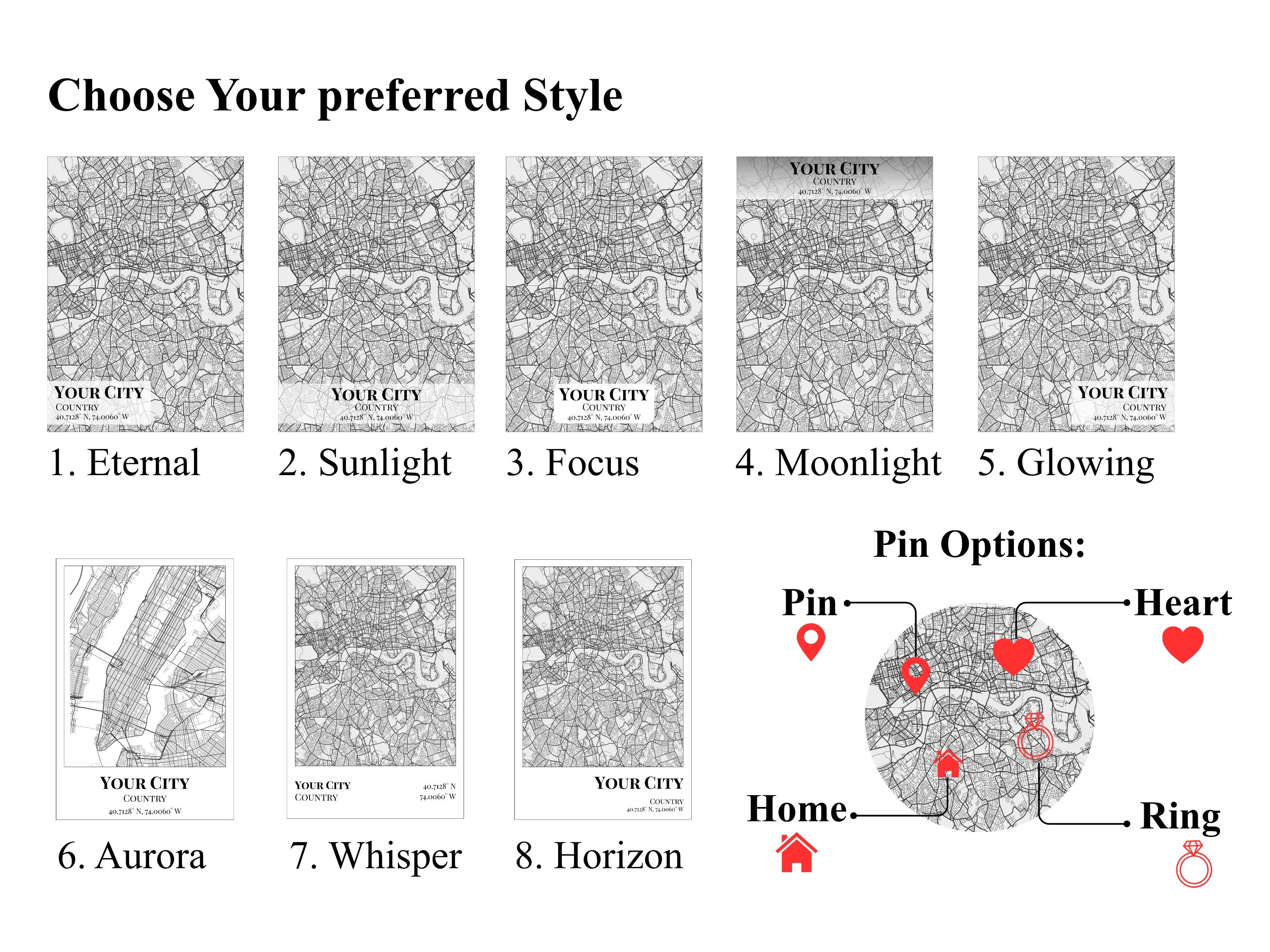 Custom City Map, Personalized Any City Map Wall art Digital & Print