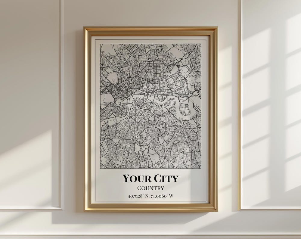 Custom City Map, Personalized Any City Map - CuteBeePix