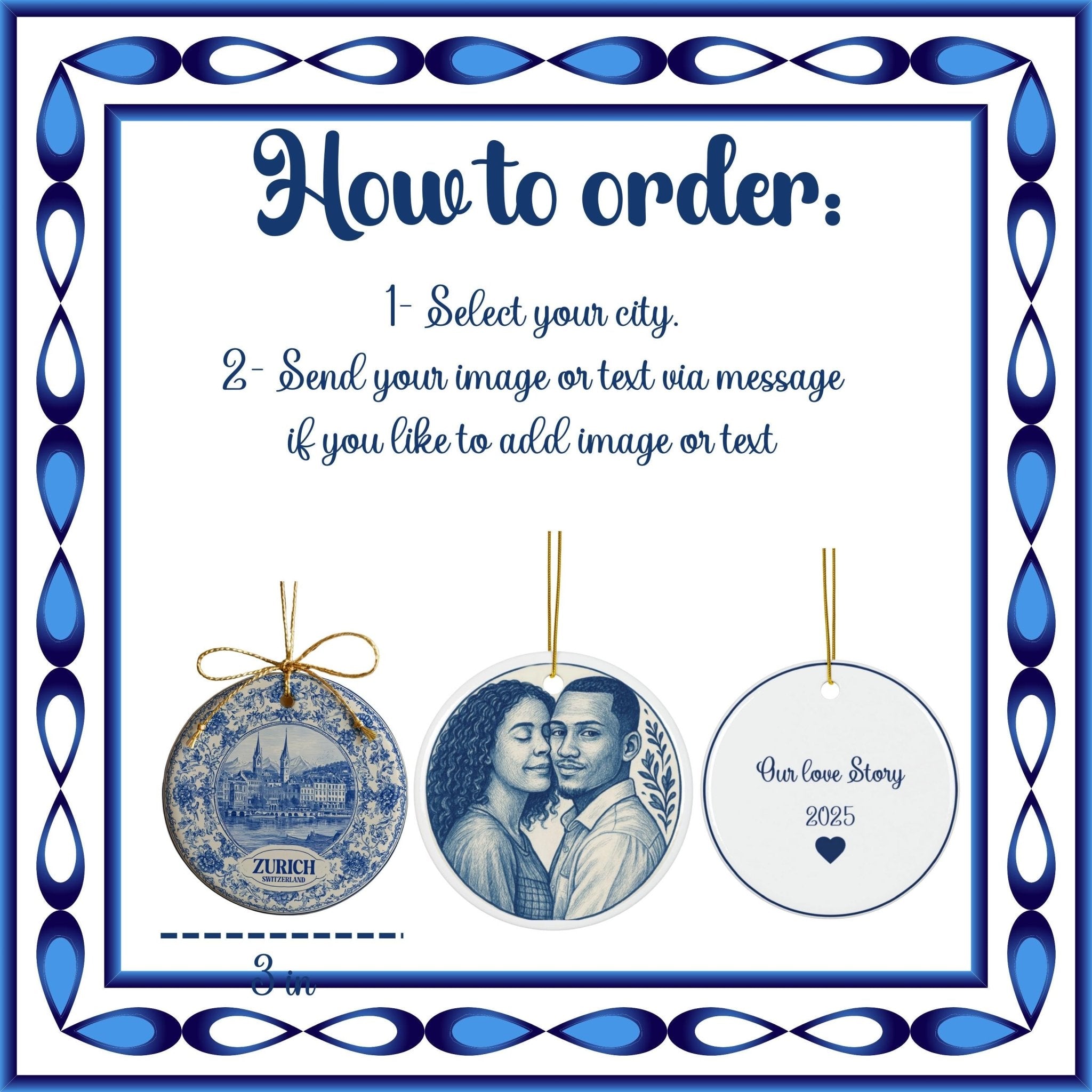 Custom Salt Lake City Delftware Ornament: Double - Sided Ceramic Travel Keepsake - CuteBeePix
