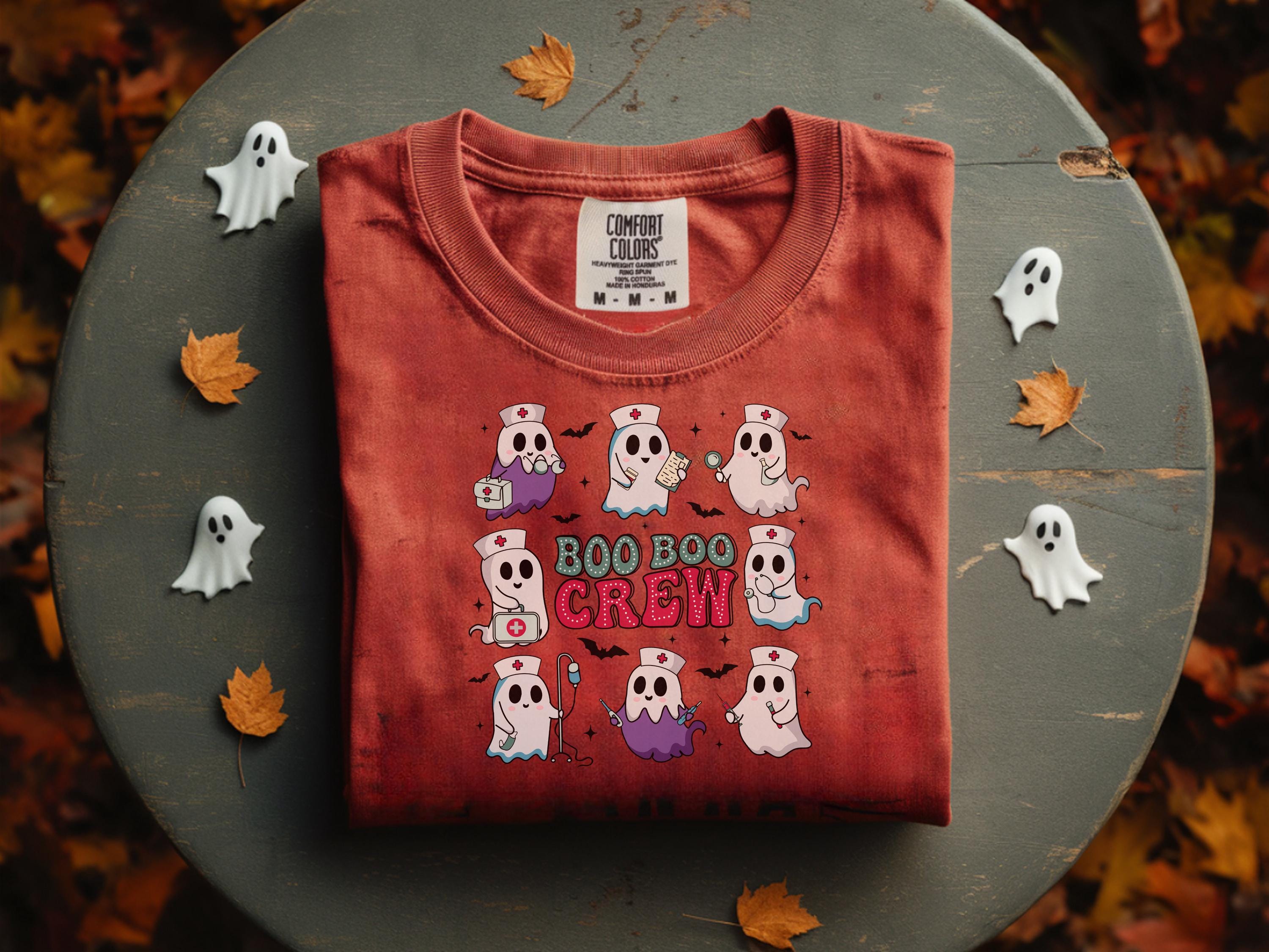 Boo Boo Crew Halloween Nurse Shirt, Funny Ghost RN Tee, Spooky Medical Top for Fall, Cute Trick or Treat Outfit, Gift for Nurse, RN Apparel