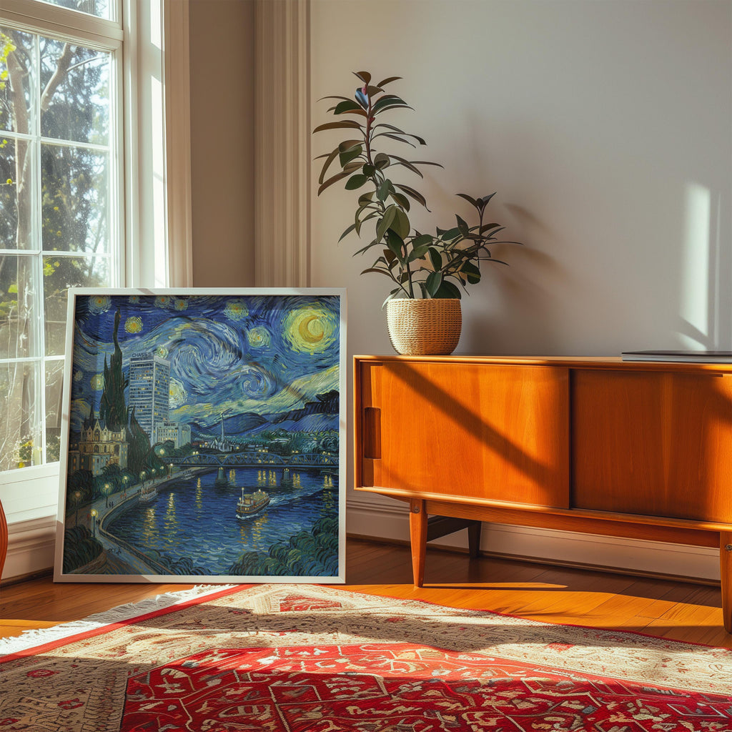 Wilmington Delaware Starry Night Wall Art, Van Gogh Print, Travel Gift Home Decor