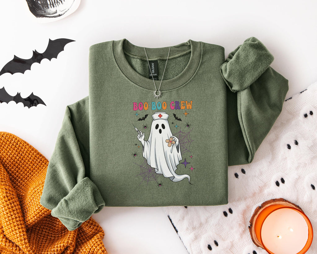 Boo Boo Crew Nurse Halloween Sweatshirt, Halloween Gift for Nurse Medical Lab, Nurse Spooky , Nurse Halloween Boo Boo Crew