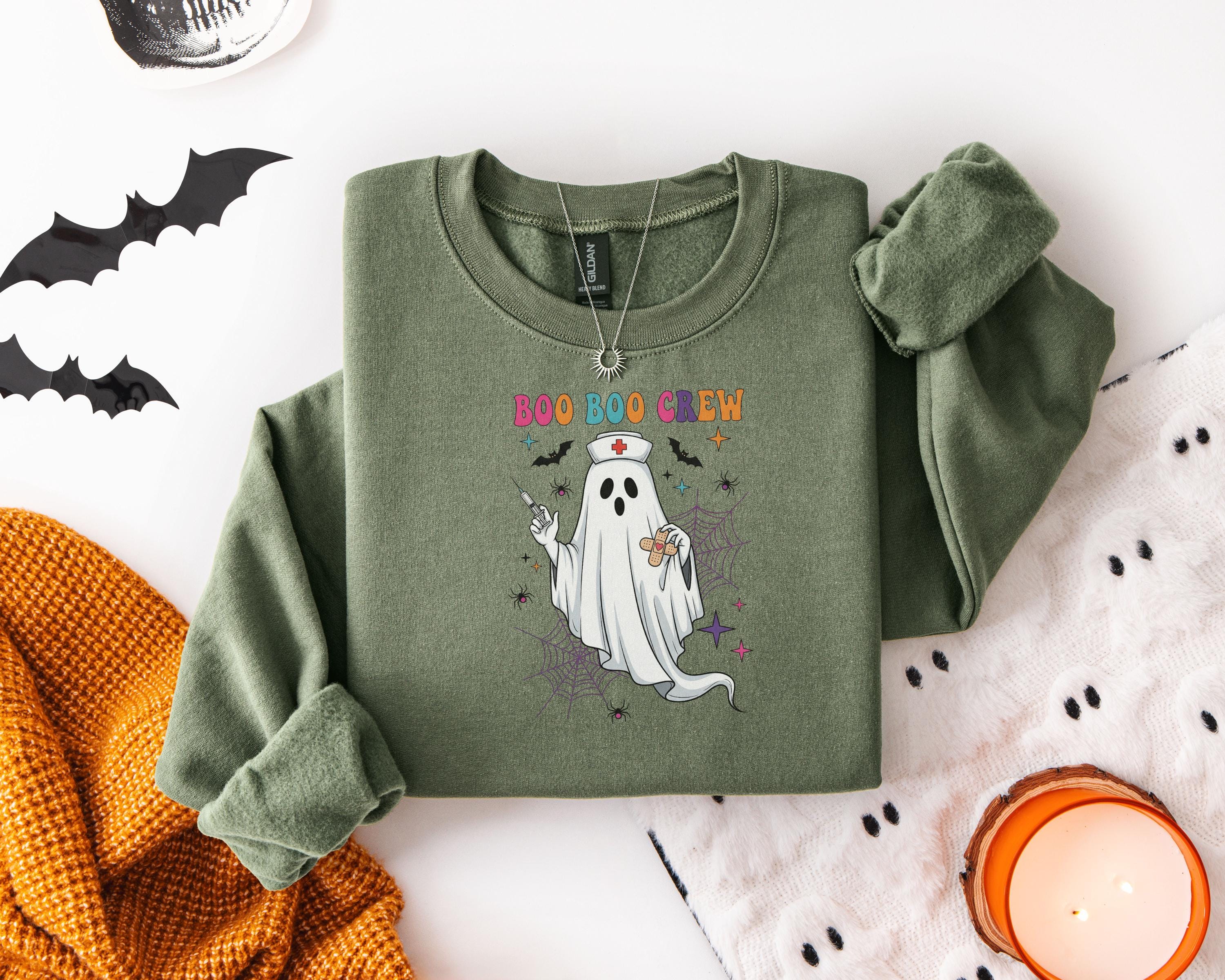Boo Boo Crew Nurse Halloween Sweatshirt, Halloween Gift for Nurse Medical Lab, Nurse Spooky , Nurse Halloween Boo Boo Crew