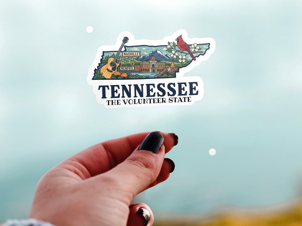 Tennessee State Sticker, USA Kiss-Cut Vinyl, Landmark Waterproof Decal, United States Travel Collection