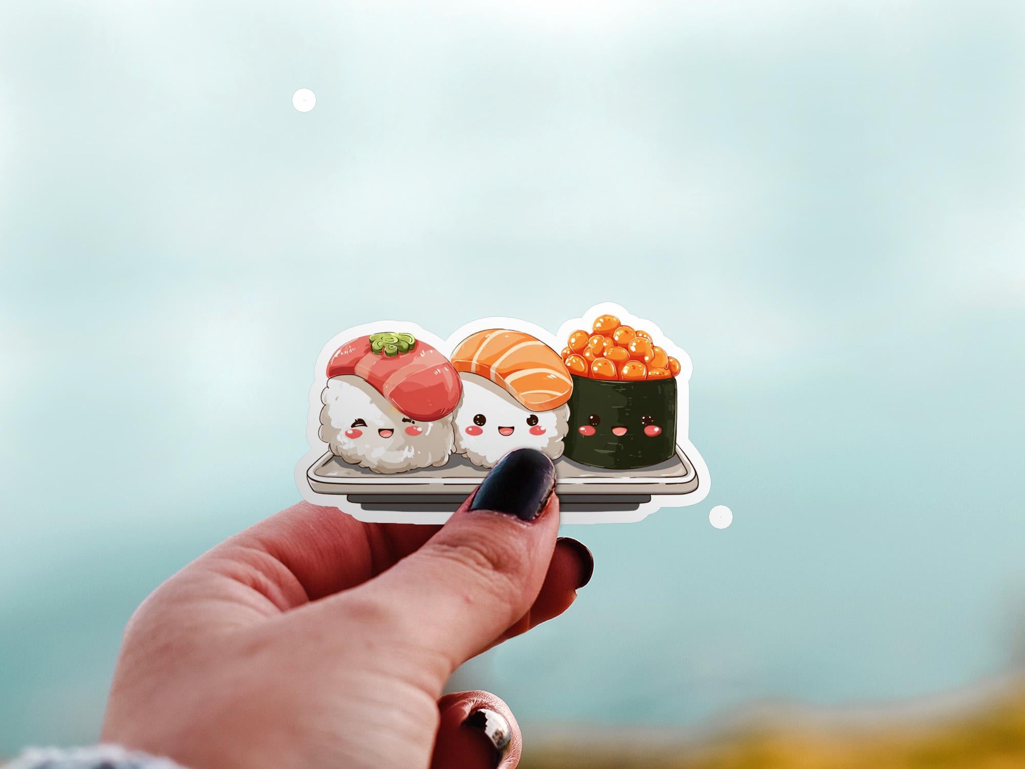 Kawaii Sushi Sticker: Waterproof Vinyl Decal for Laptop & Tumbler