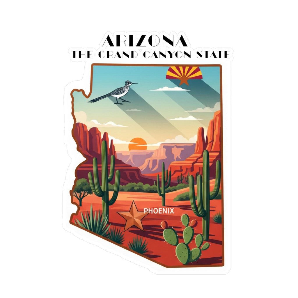 Arizona State Sticker, USA Kiss-Cut Vinyl, Landmark Waterproof Decal, United States Travel Collection