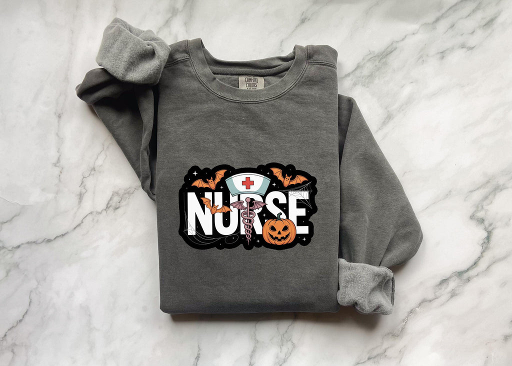 Halloween Nurse Sweatshirt, Spooky RN Fall Top Cozy Autumn Pullover, Cute Retro Gift for Nurse