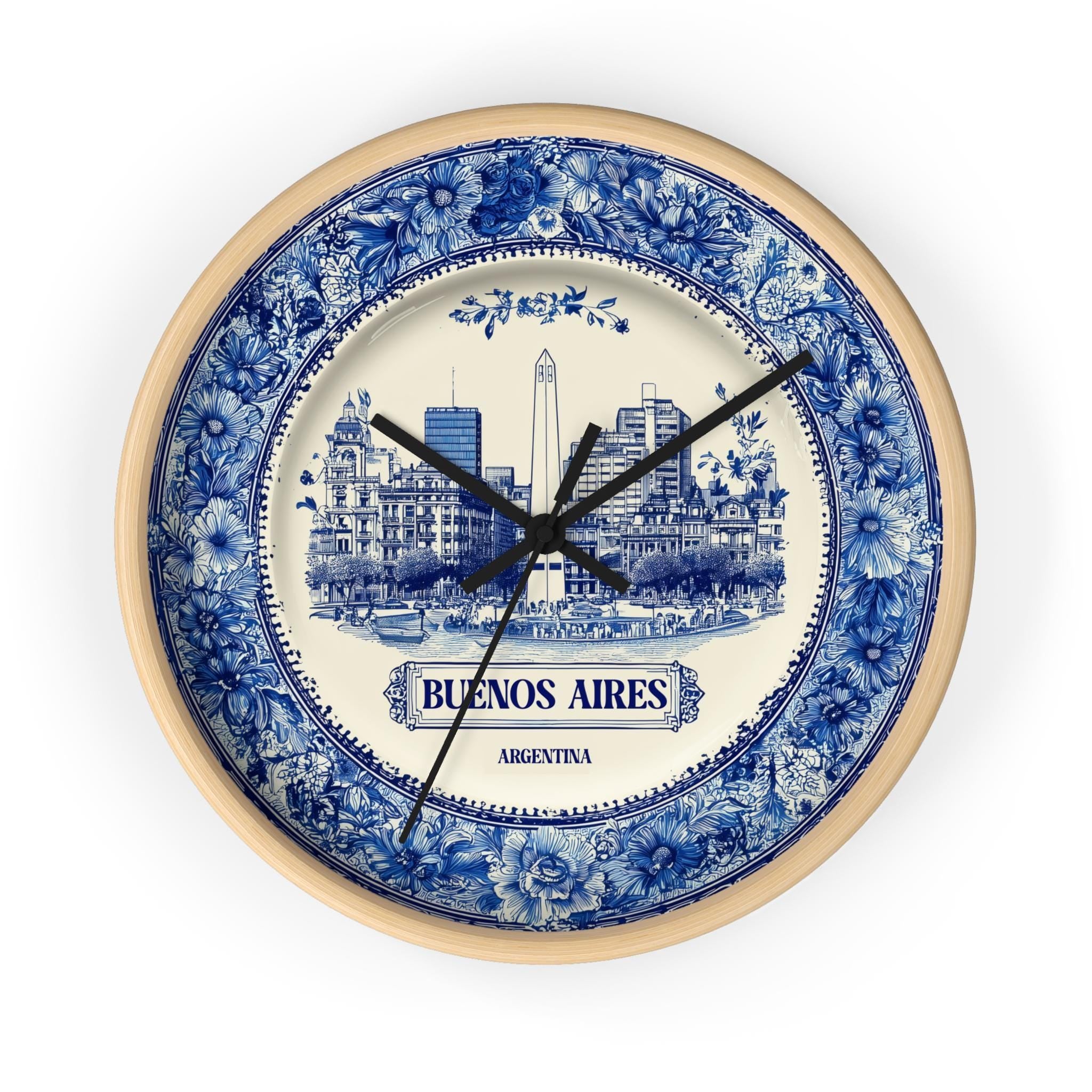 Buenos Aires Argentina Wall Clock, Delf style Home Decor, Vintage City Travel Keepsake Art
