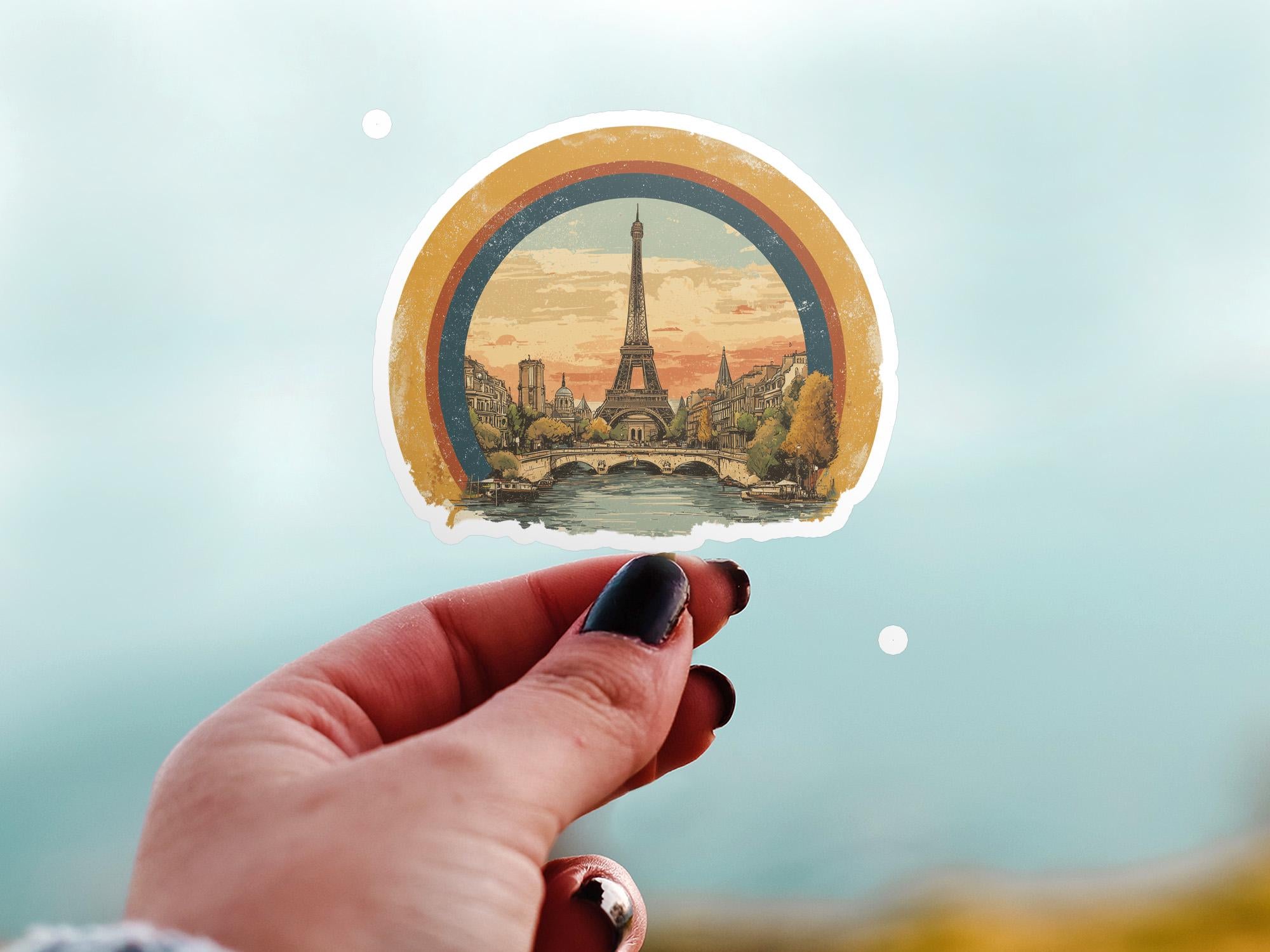 Paris Vintage Watercolor Kiss-Cut Vinyl, Waterproof Decal, Retro Travel Lover Collection