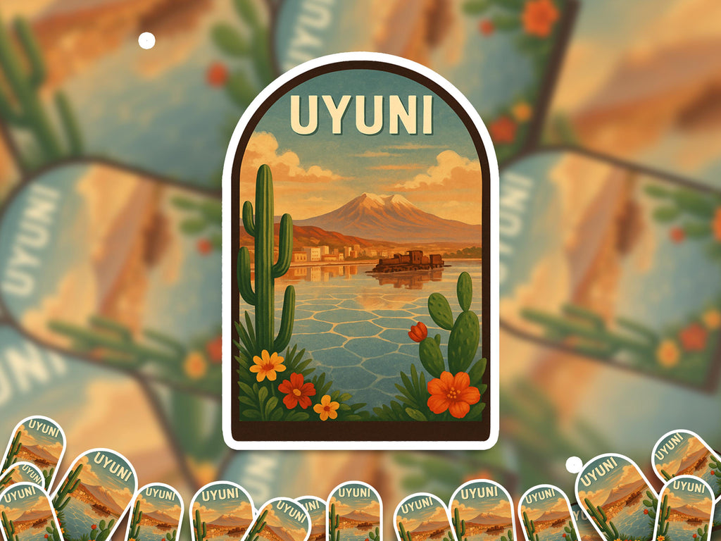 Uyuni Bolivia Sticker, Vintage City Vinyl Decal, Retro Travel Lover Collection, Journal Scrapbook