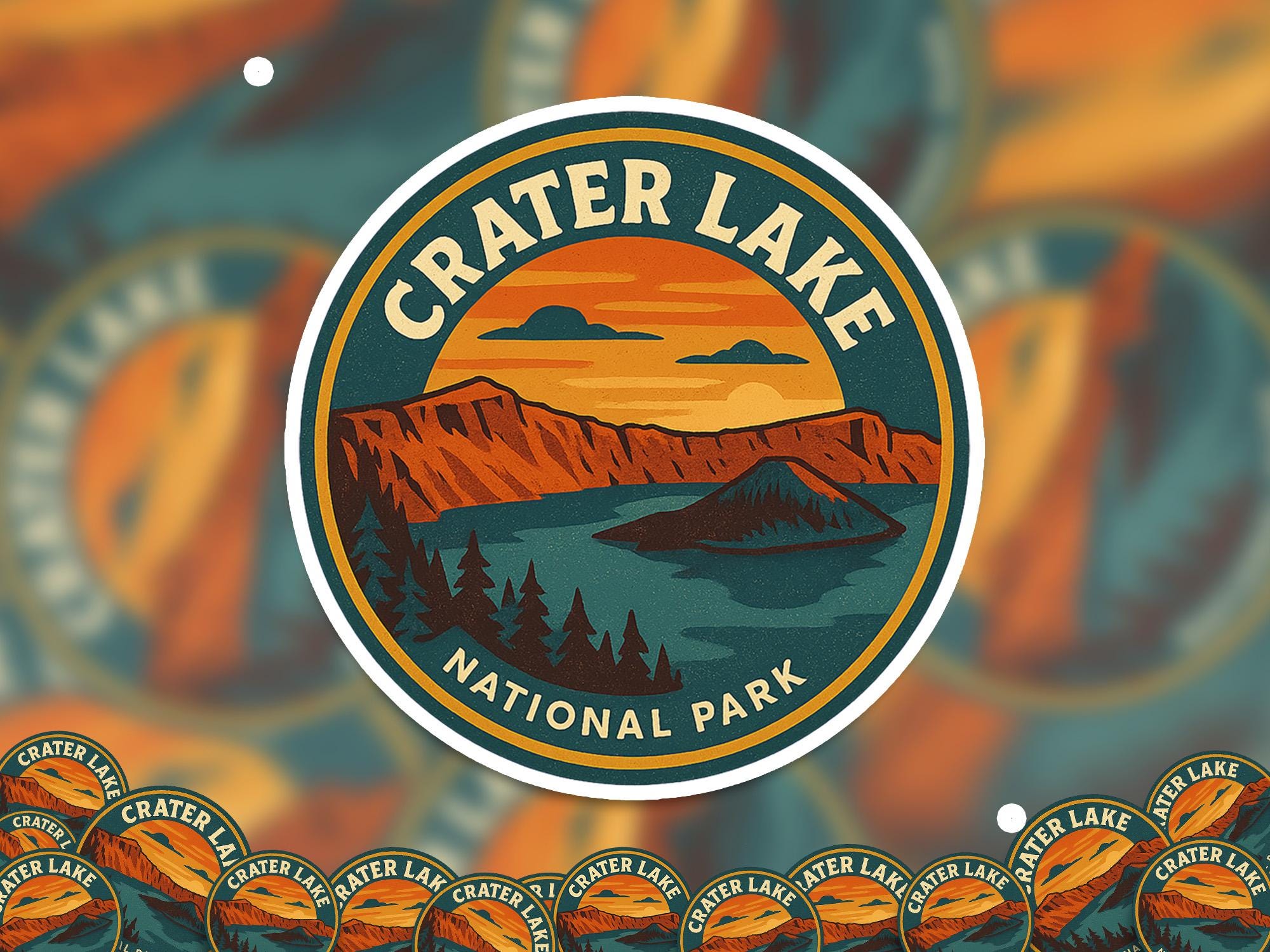 Crater Lake National Park Sticker, Retro Vinyl Waterproof Decal, Vintage USA Travel Collection