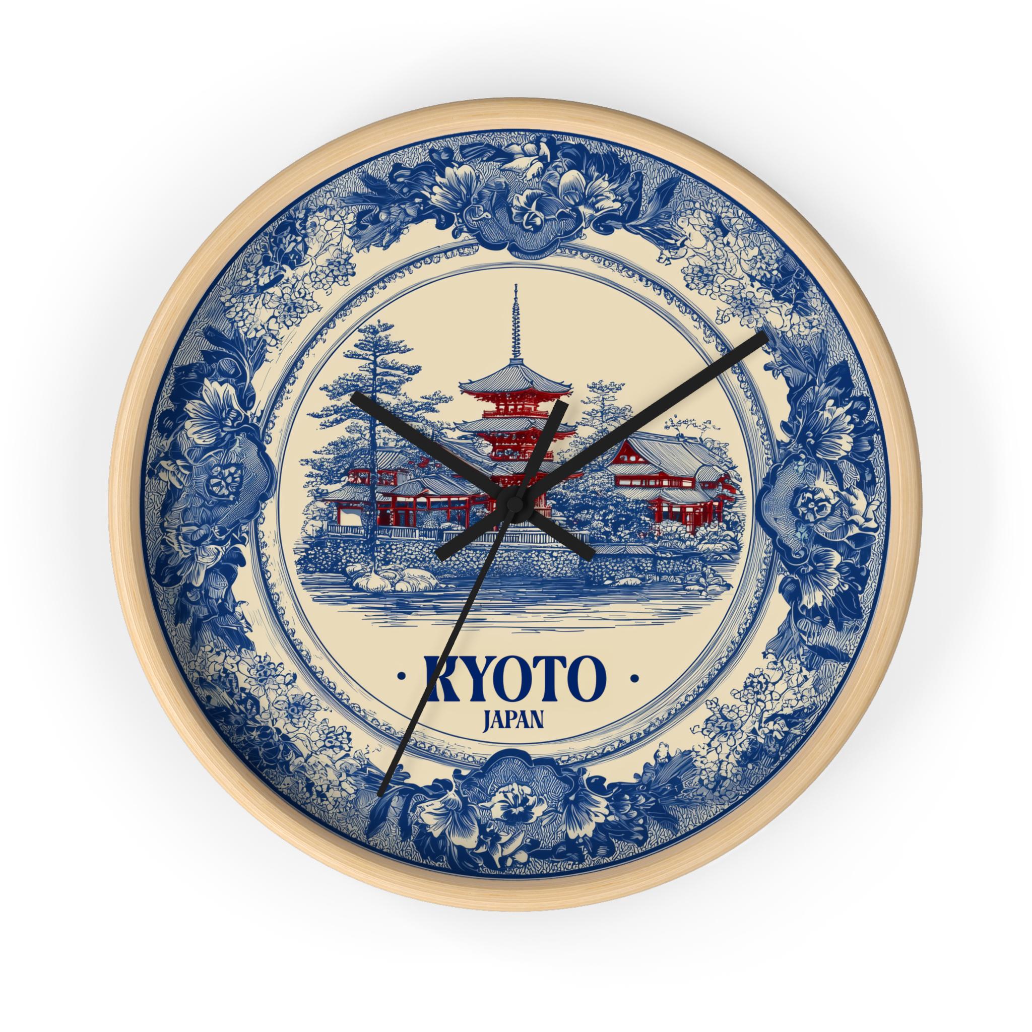 Kyoto Japan Wall Clock, Delf style Home Decor, Vintage City Travel Keepsake Art