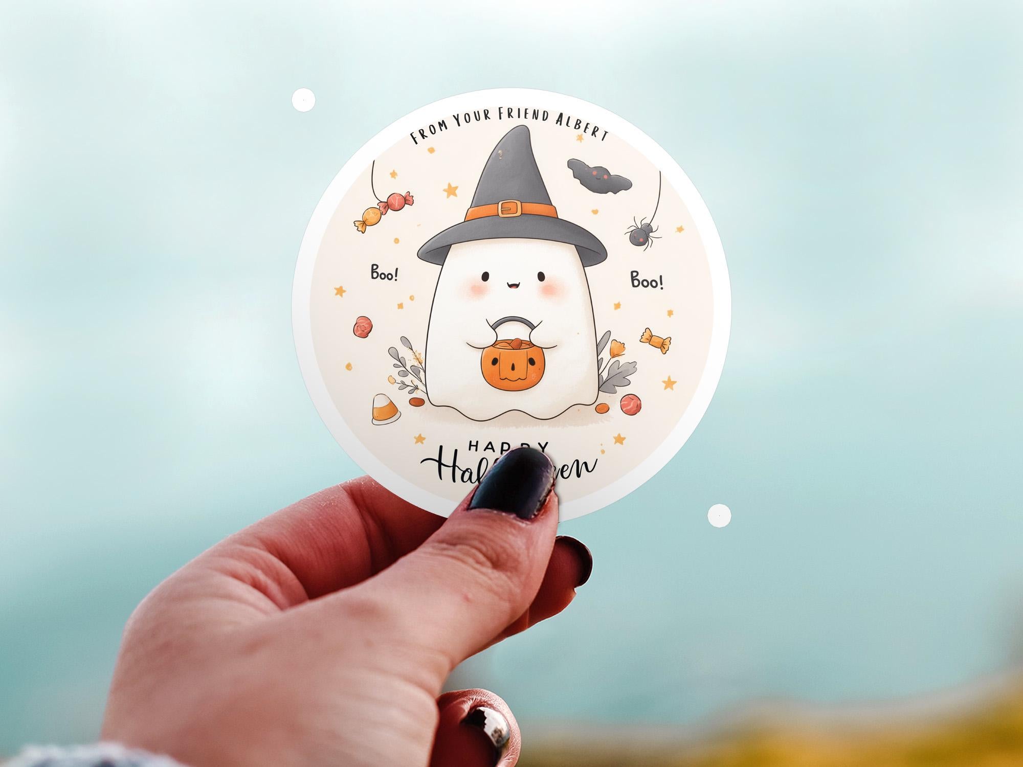 Personalized Halloween Sticker: Custom Name Waterproof Vinyl Decal