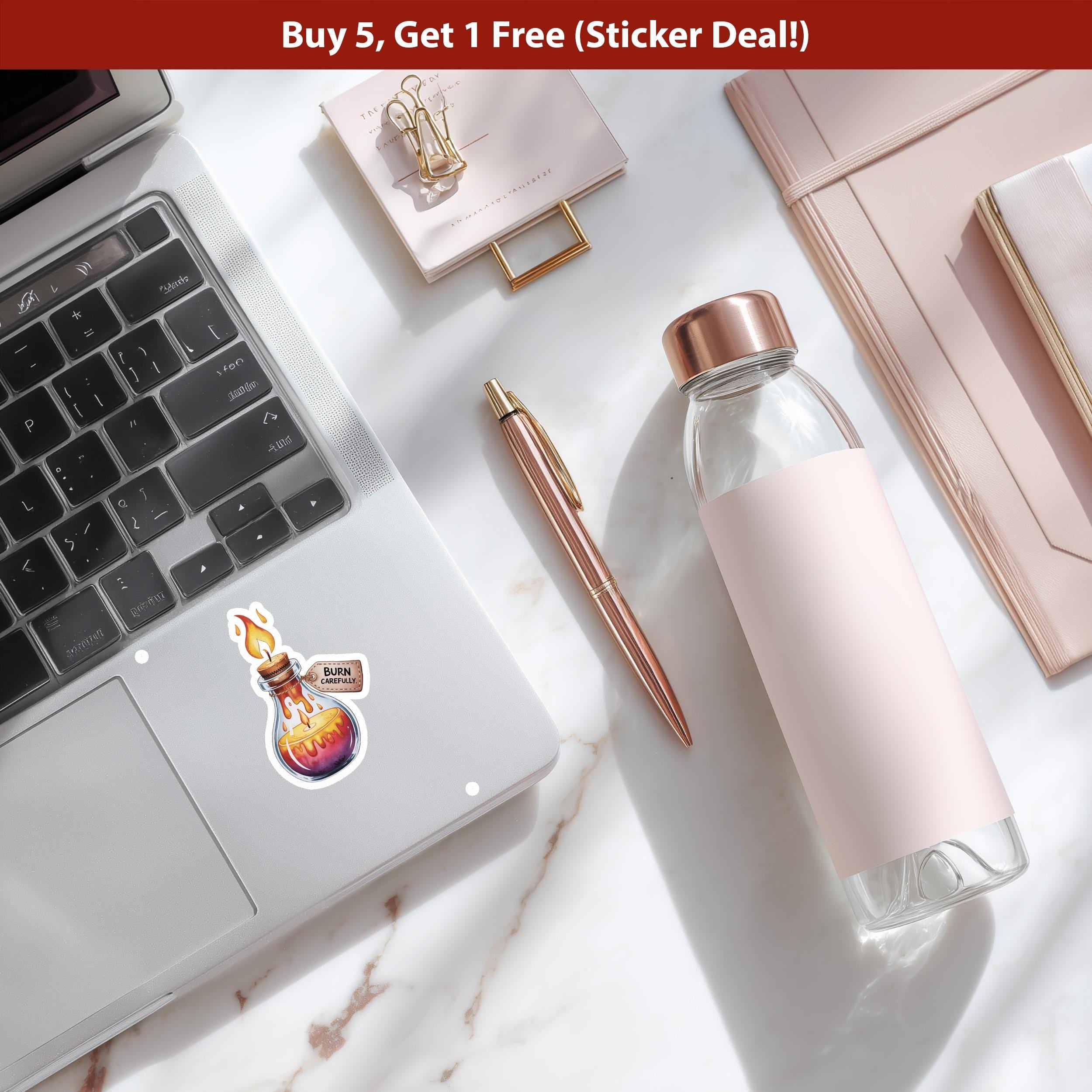 Magic Fire Potion Sticker, Witchcraft Elixir Bottle Decal, Halloween Spell Vinyl