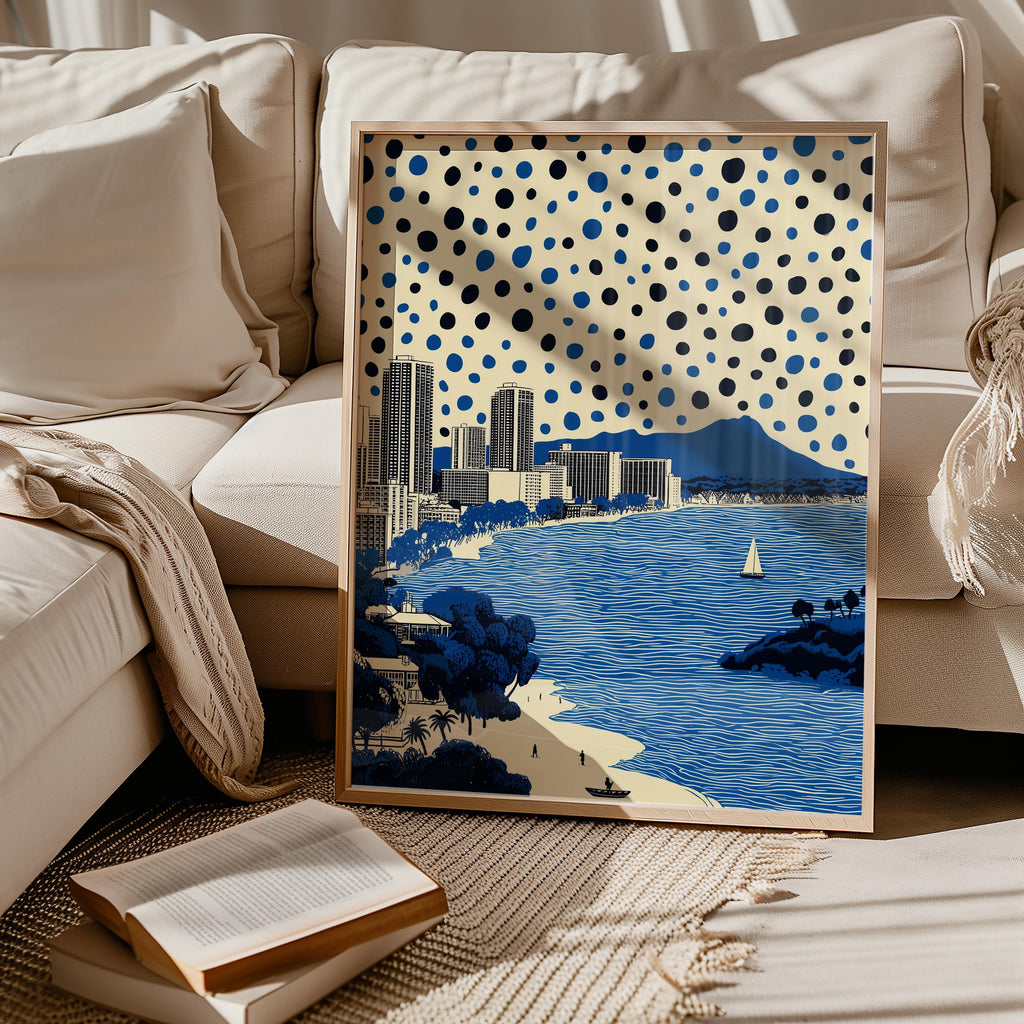 Honolulu Hawaii Wall Art Print, Pop Art Modern Poster Travel gift