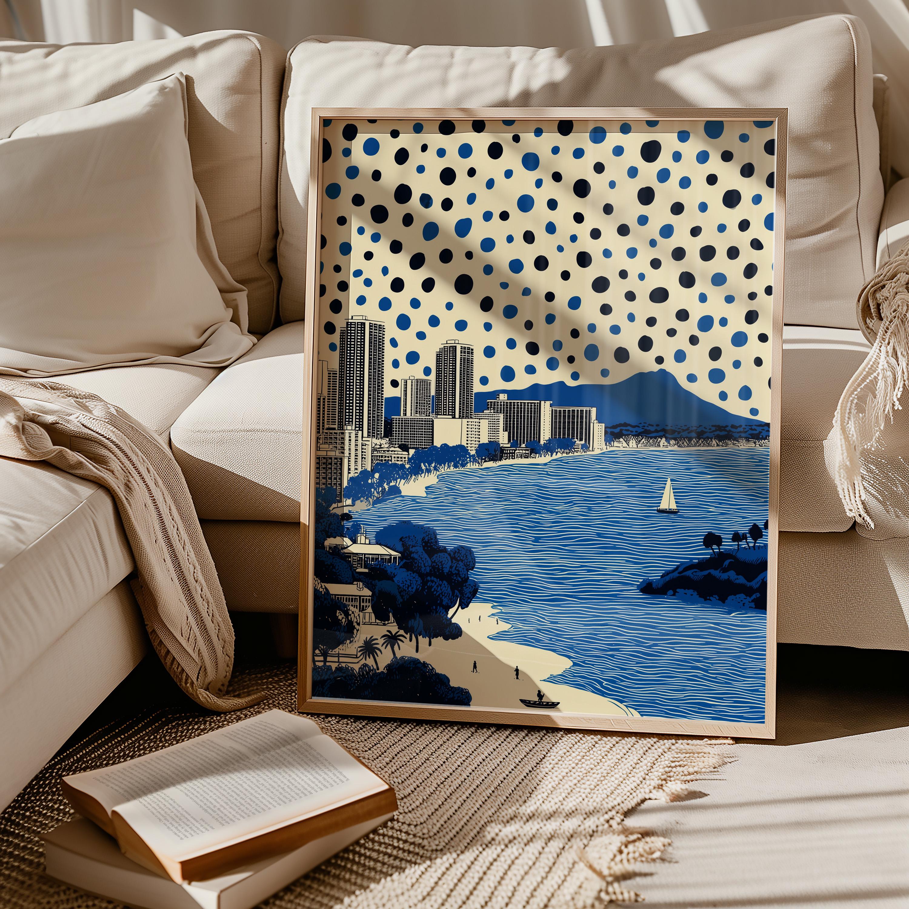 Honolulu Hawaii Wall Art Print, Pop Art Modern Poster Travel gift
