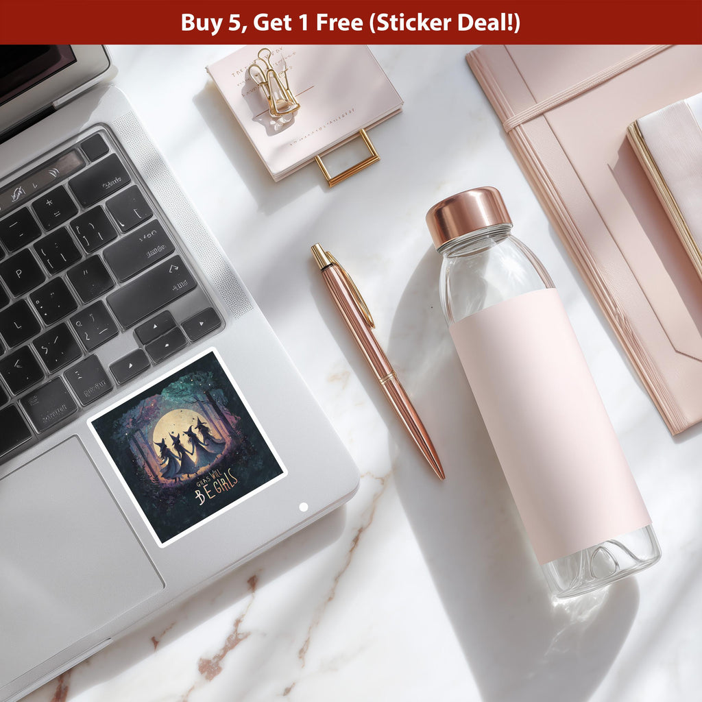 Girls Will be Girls Coven Sticker, Aurora Witch Vinyl Decal, waterproof Feminist kindle