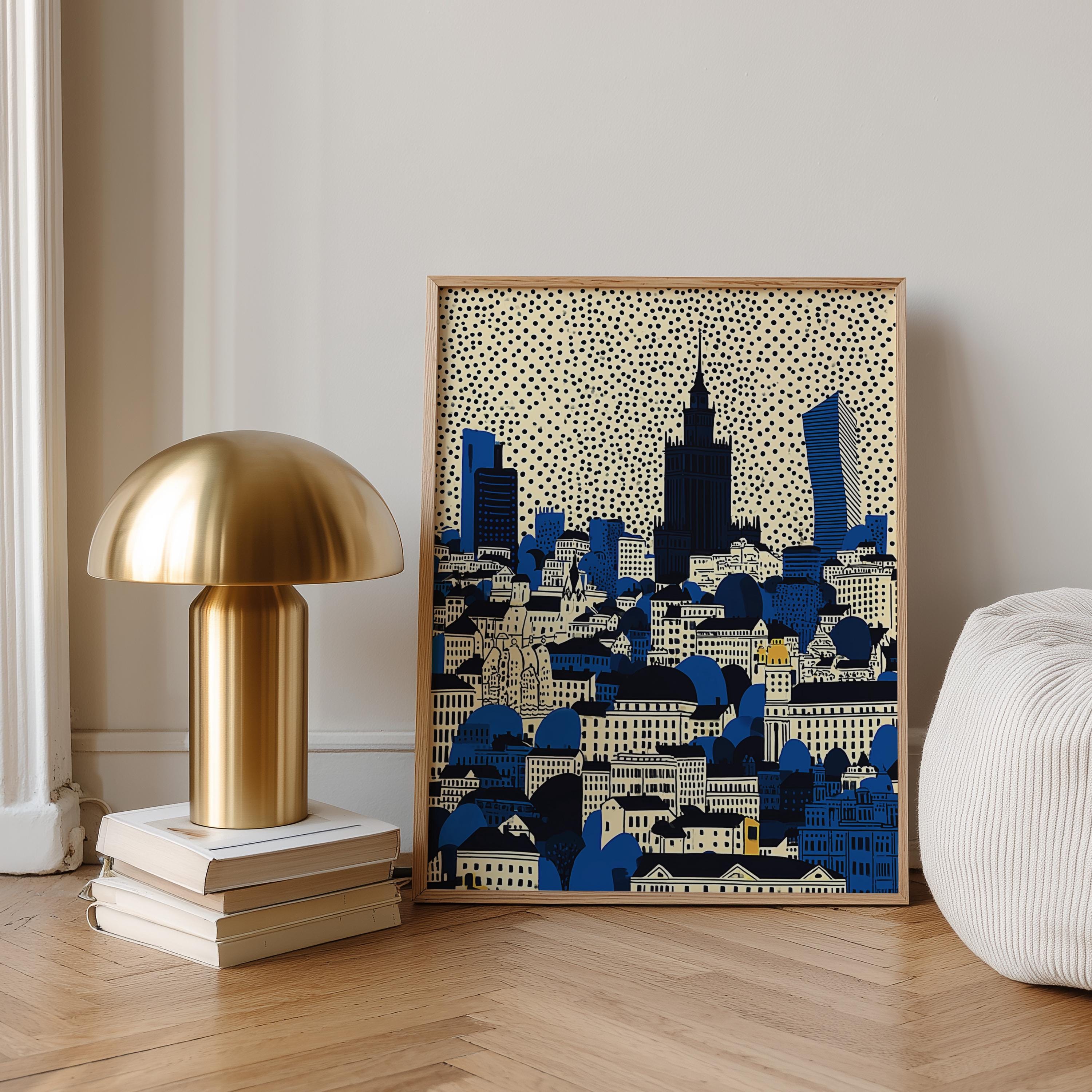 Warsaw Poland Wall Art Print, Pop Art Modern Large Size Poster Travel Gift Canvas