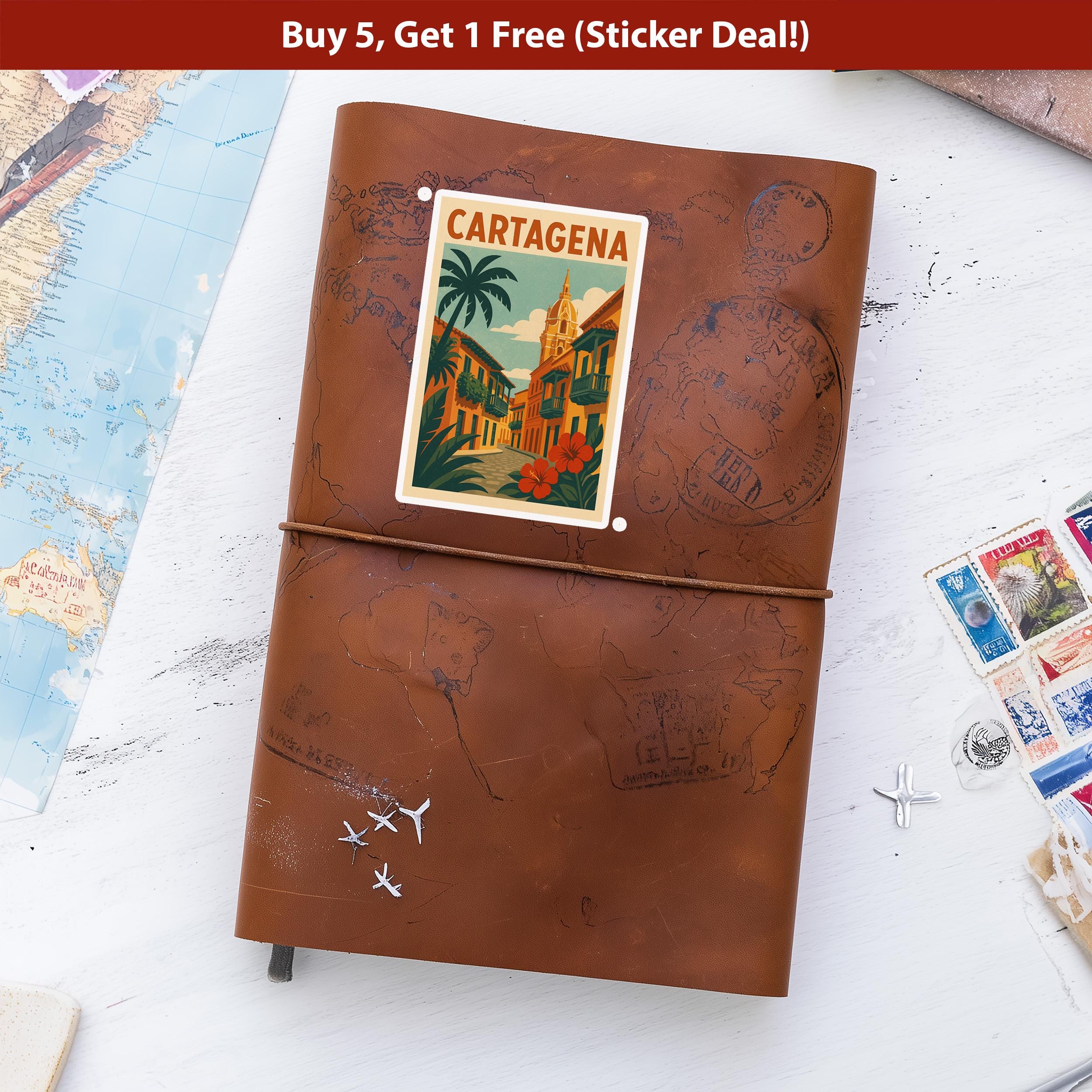 Cartagena Colombia Sticker, Vintage City Vinyl Decal, Retro Travel Lover Collection, Journal Scrapbook