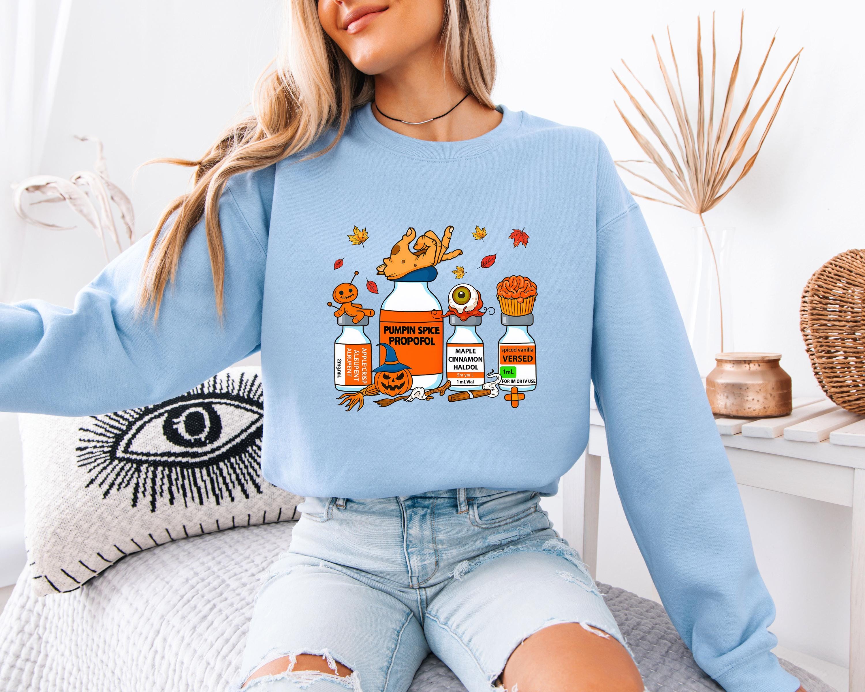 Halloween Nurse Sweatshirt, Gift For Nurse, RN,  Nurse Pills Shirt, Pumpkin Spice Propofol, Spooky Season Nurse Tee