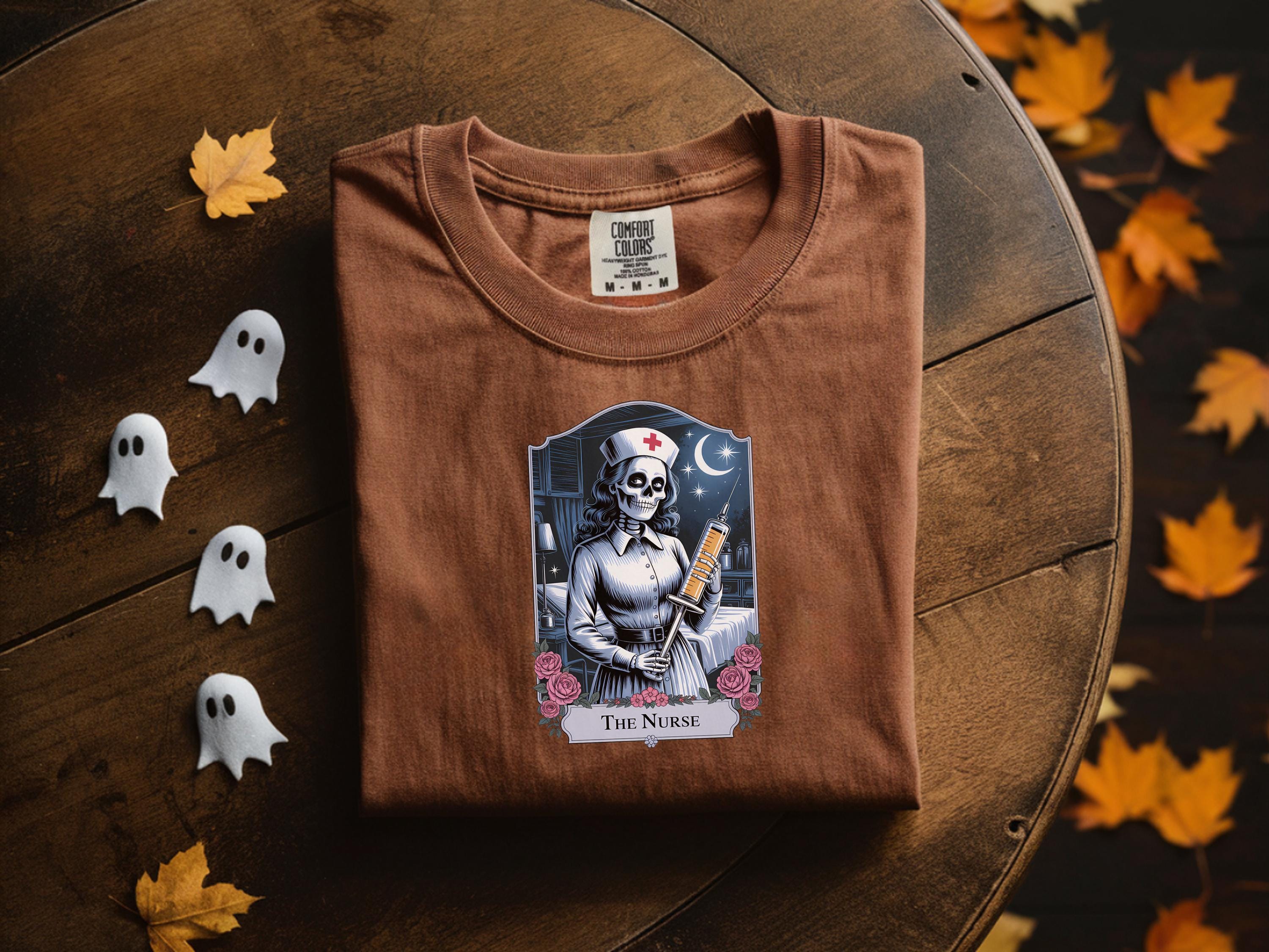 Vintage Nurse Skeleton Halloween Sweatshirt, Gothic Medical Fall spooky retro Sweatshirt, Gift for Nurse, Spooky Aesthetic RN Tee