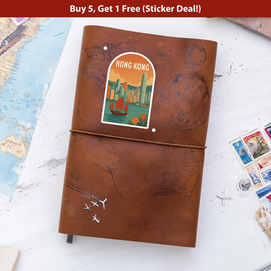 Hong Kong China Sticker, Vintage City Vinyl Decal, Retro Travel Lover Collection, Journal Scrapbook