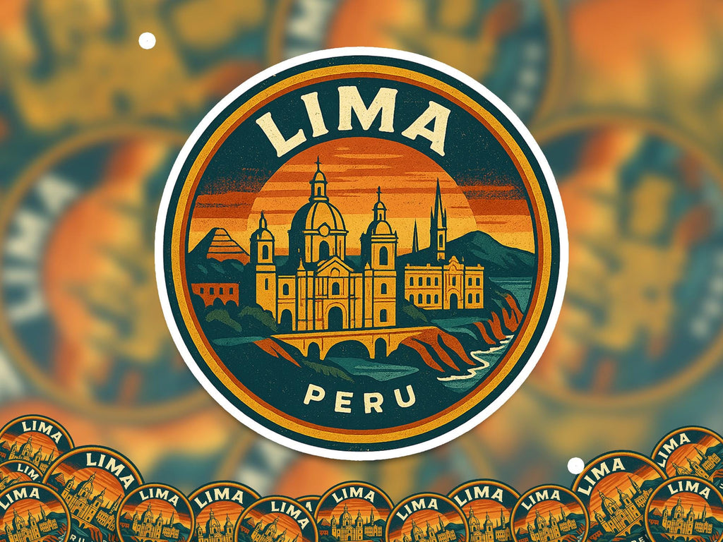 Lima Peru Kiss-Cut Vinyl, Waterproof Decal, Retro Travel Lover Collection