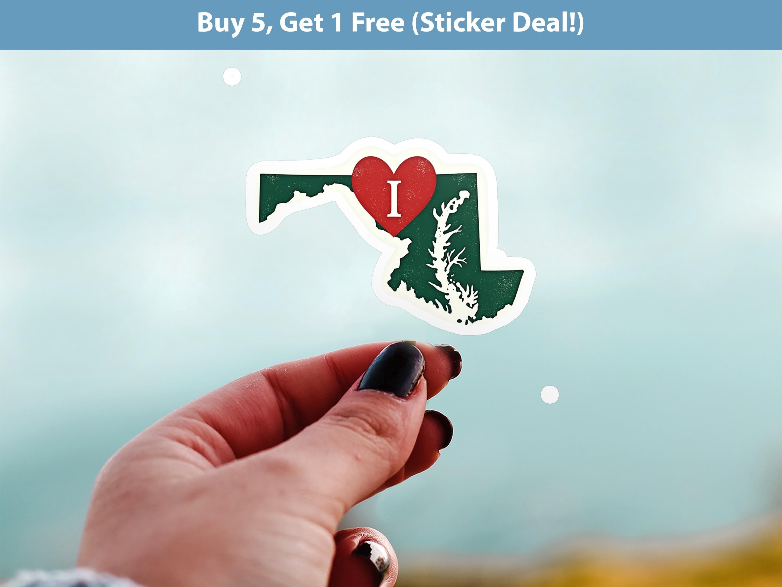 I love Maryland Sticker, Vintage US States Vinyl Decal, Waterproof Decal, Retro Travel Collection