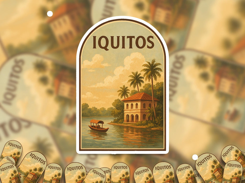 Iquitos Peru Sticker, Vintage City Vinyl Decal, Retro Travel Lover Collection, Journal Scrapbook