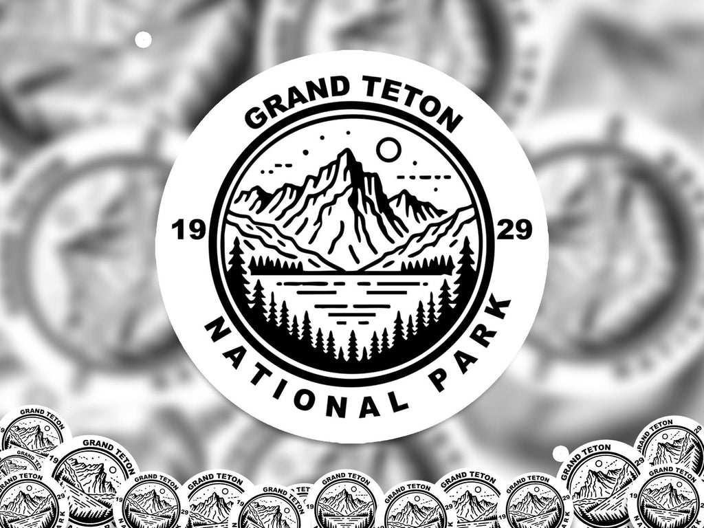Grand Teton National Park Sticker, Kiss-Cut Vinyl, Waterproof USA Decal Badge Collection