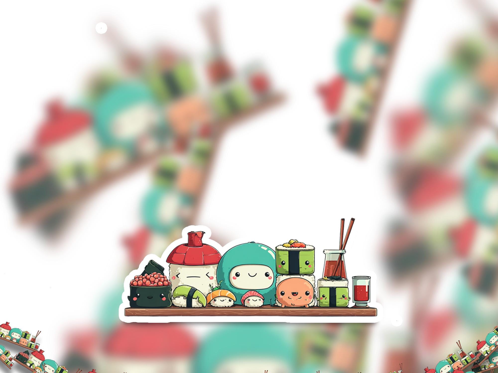 Kawaii Sushi Sticker: Waterproof Vinyl Decal for Laptop & Tumbler