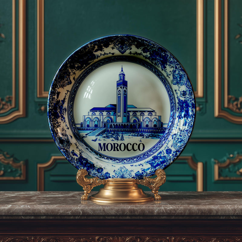 Morocco Decorative Plate, Delft Vintage Home Decor Personalized Gift Travel Housewarming