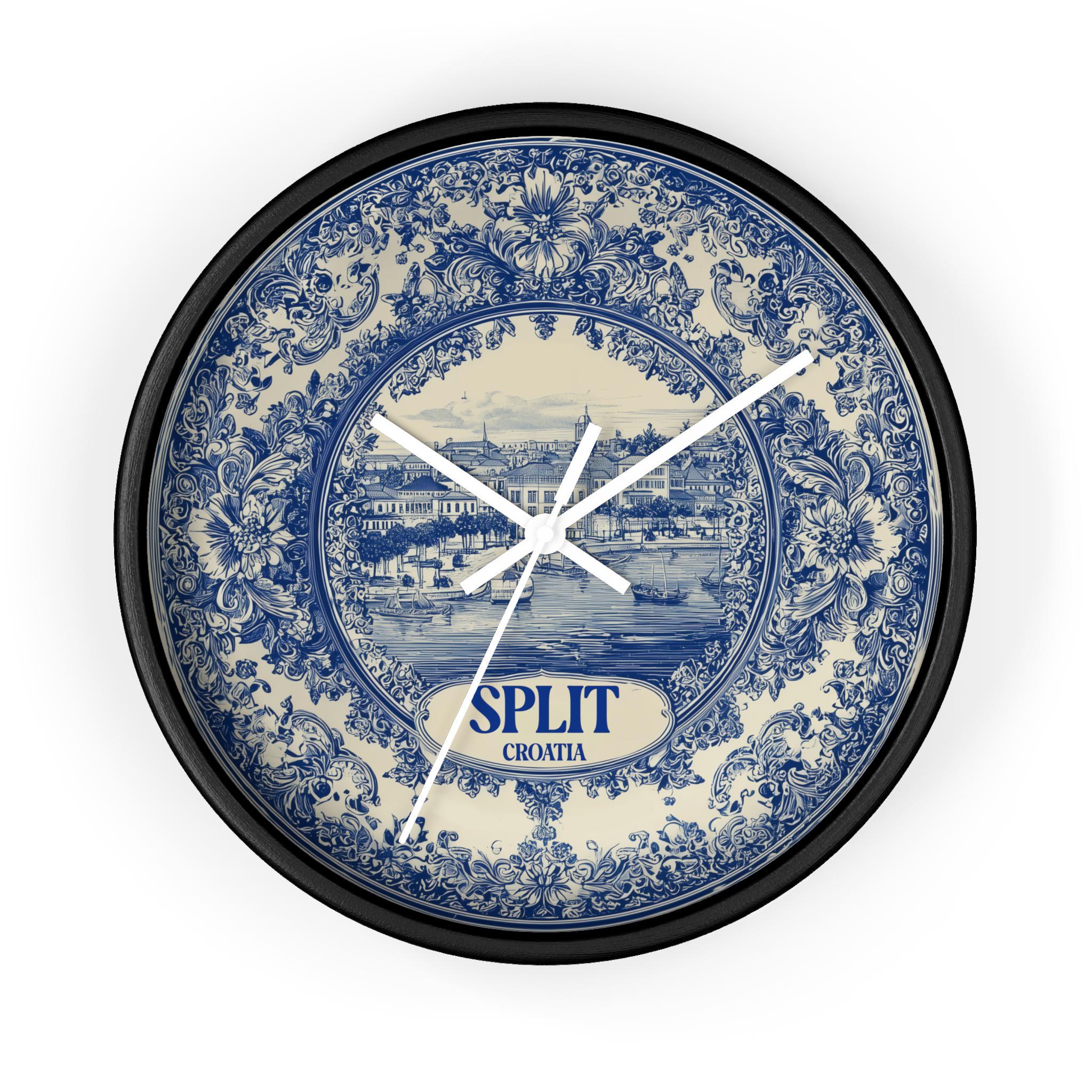 Split Croatia Wall Clock, Delf style Home Decor, Vintage City Travel Keepsake Art
