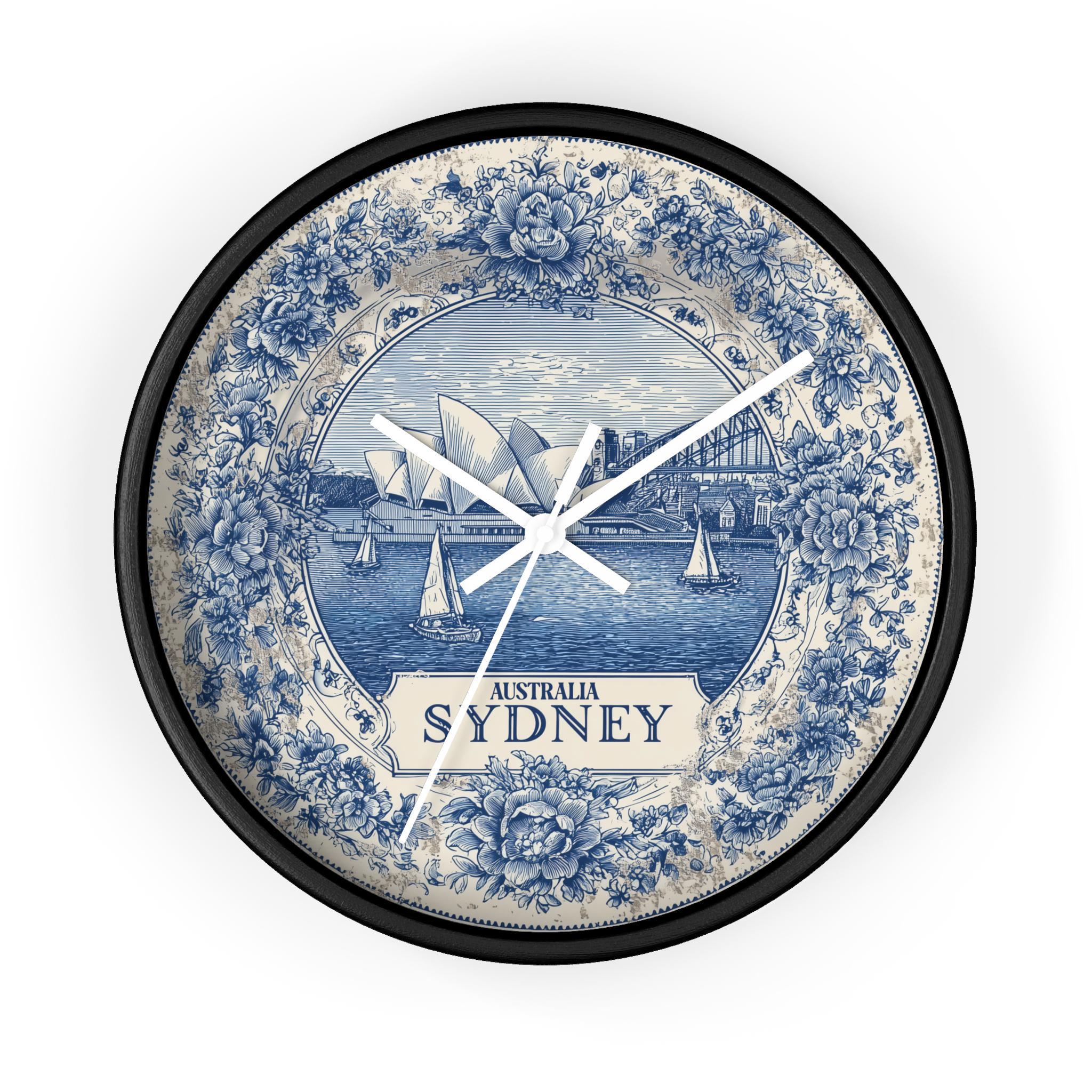 Sydney Australia Wall Clock, Delf style Home Decor, Vintage City Travel Keepsake Art
