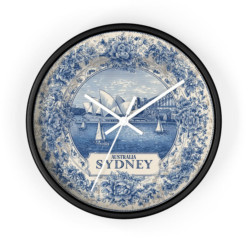 Sydney Australia Wall Clock, Delft style Home Decor, Vintage City Travel Keepsake Art