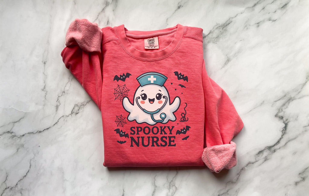 Cute Spooky Halloween sweatshirt , Ghost Halloween Nurse Tee, Scary Nurse Shirt, Medical Halloween Shirt, Cute Nurse Gift for nurse