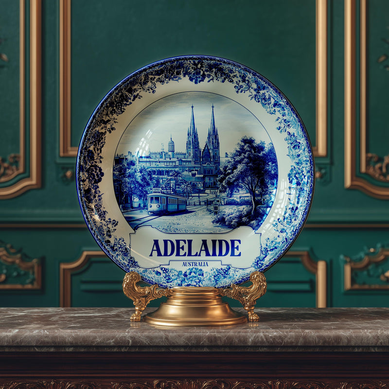 Adelaide Decorative Plate, Delft Vintage Home Decor Personalized Gift Australia Travel Housewarming gift Australian