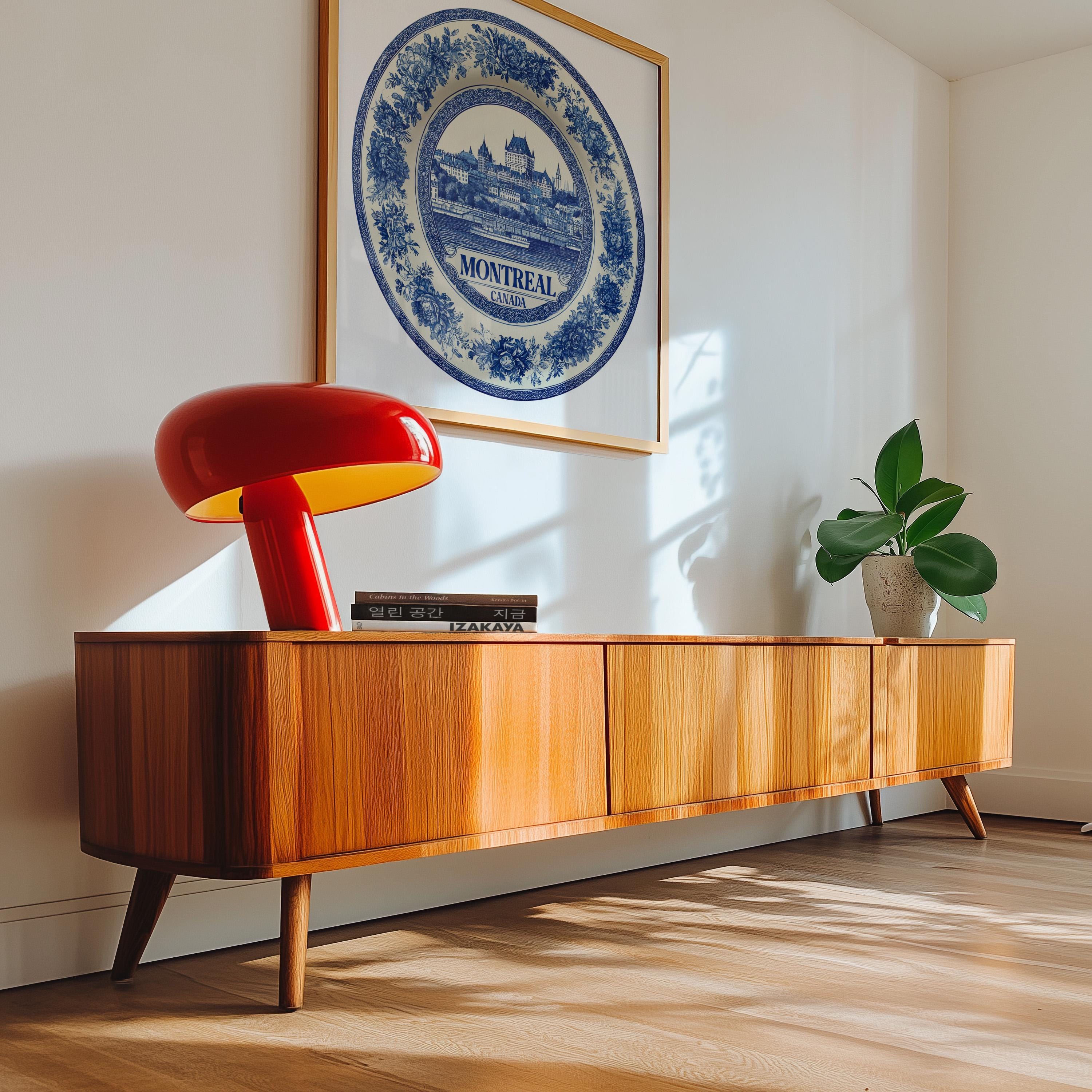 Montreal Canada Wall Art, Vintage Delft Blue Poster, City Print, Travel Home Decor