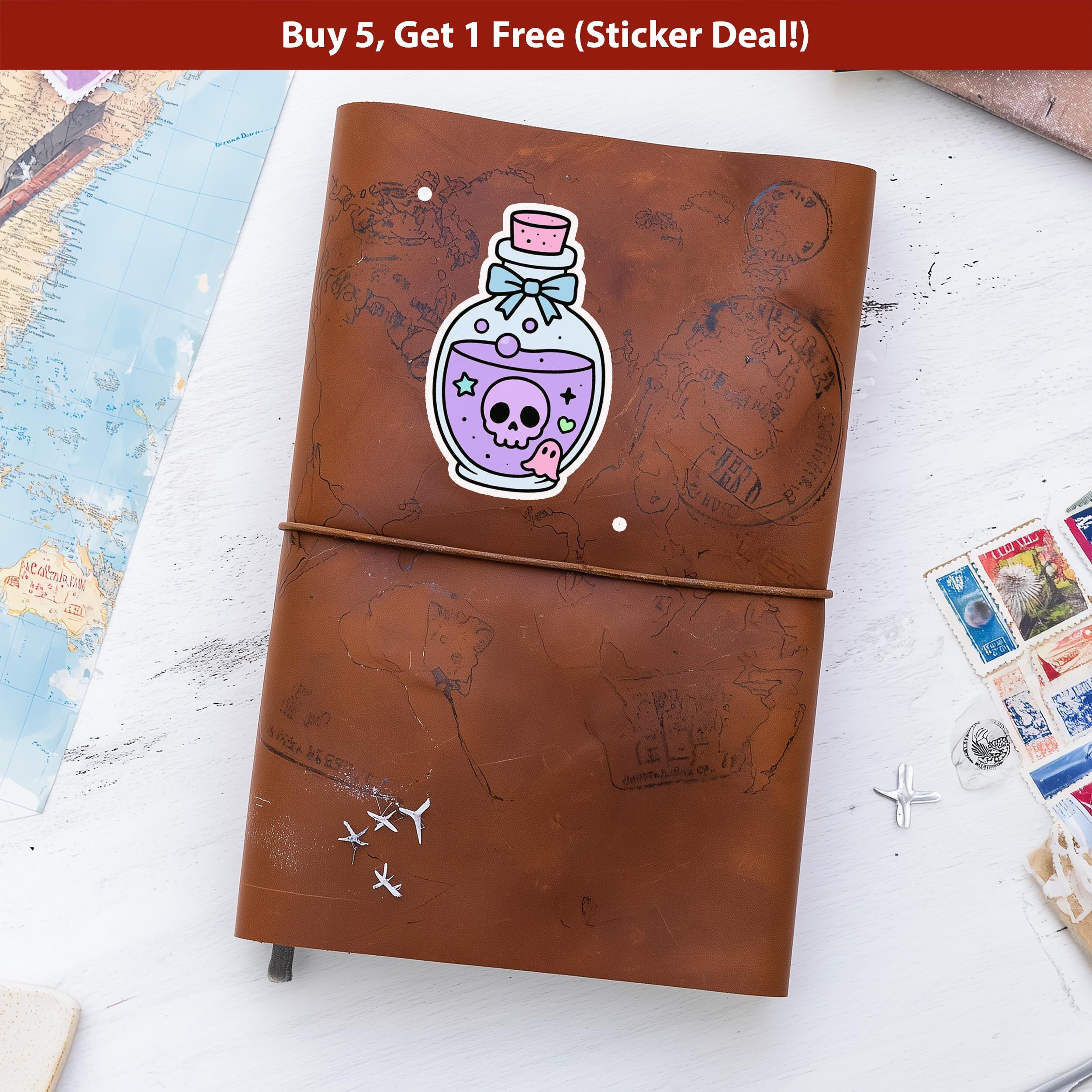 Kawaii Potion Sticker, Cute Pastel Witch Bottle Decal, Magical Goth Halloween Vinyl