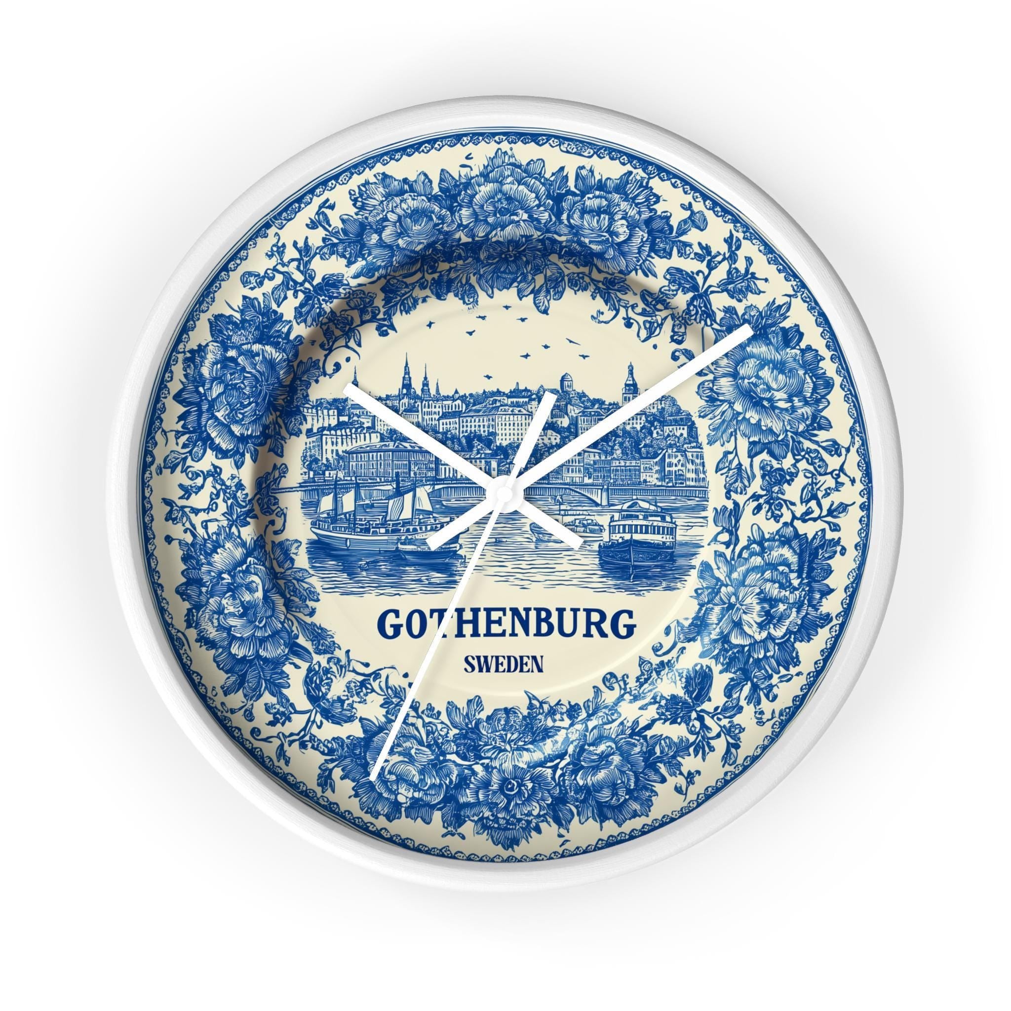 Gothenburg Sweden Wall Clock, Delf style Home Decor, Vintage City Travel Keepsake Art