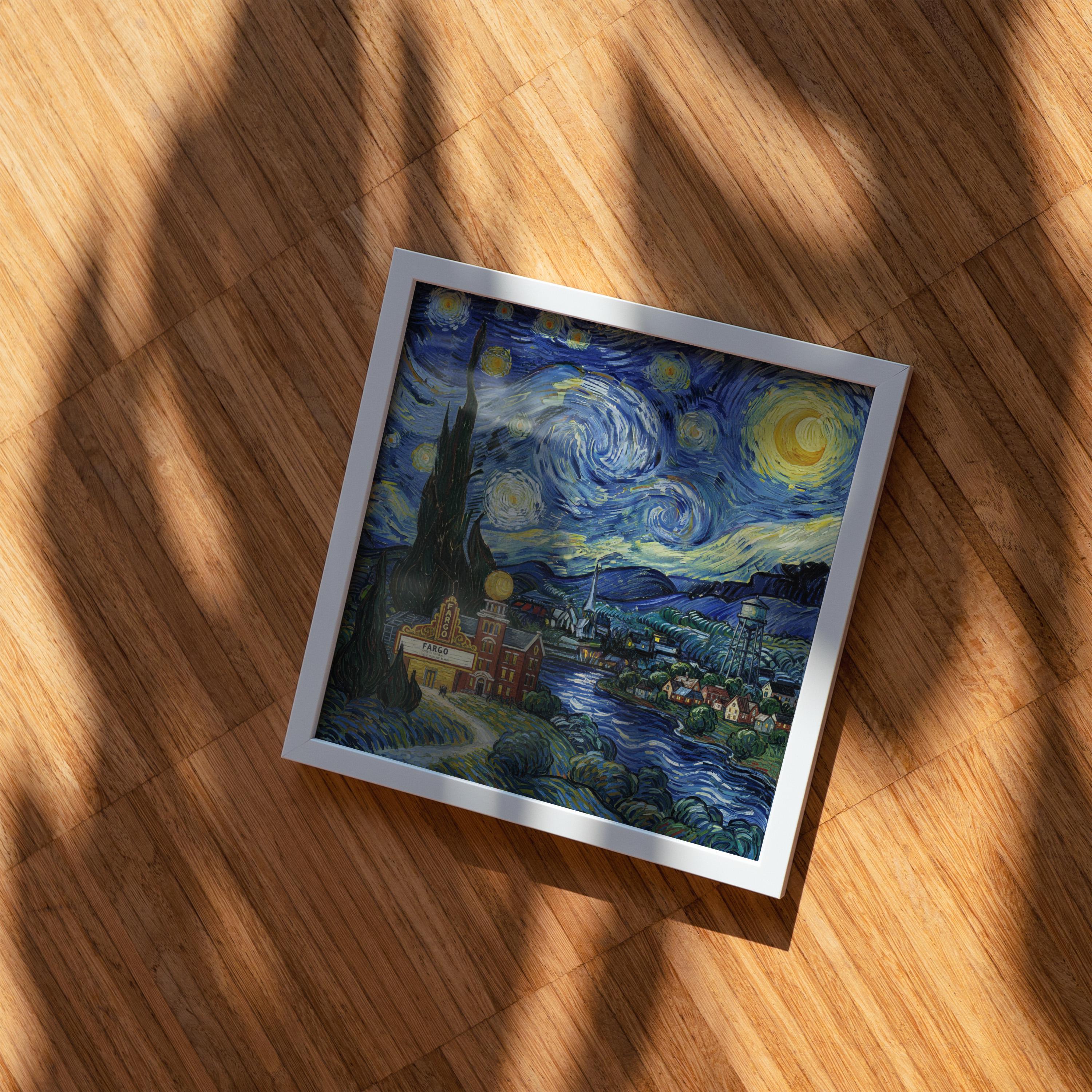 Fargo North Dakota Starry Night Wall Art, Van Gogh Print, Travel Gift Home Decor