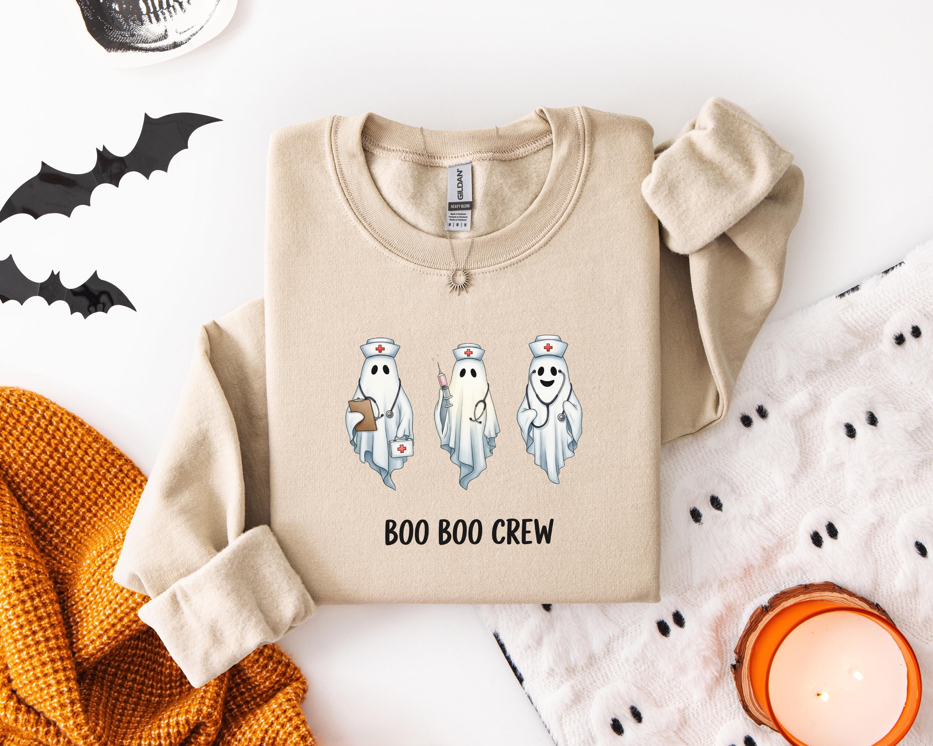 Vintage Boo Boo Crew Nurse Halloween Sweatshirt, Halloween Gift for Nurse Medical Lab, Nurse Spooky , Nurse Halloween Boo Boo Crew
