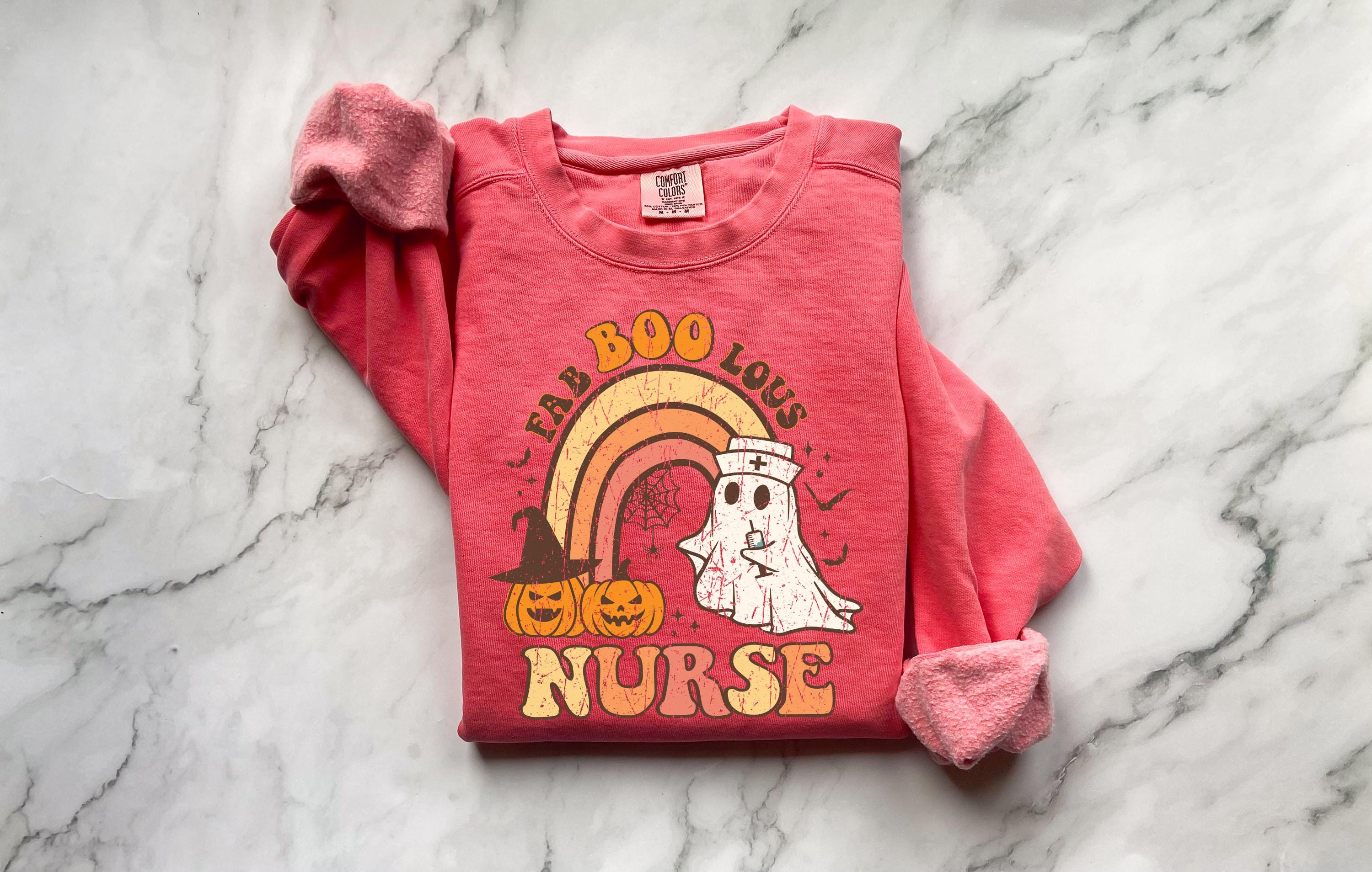 Faboolous Nurse Halloween Sweatshirt, Spooky RN Fall Top Cozy Autumn Pullover, Cute Retro Gift for Nurse