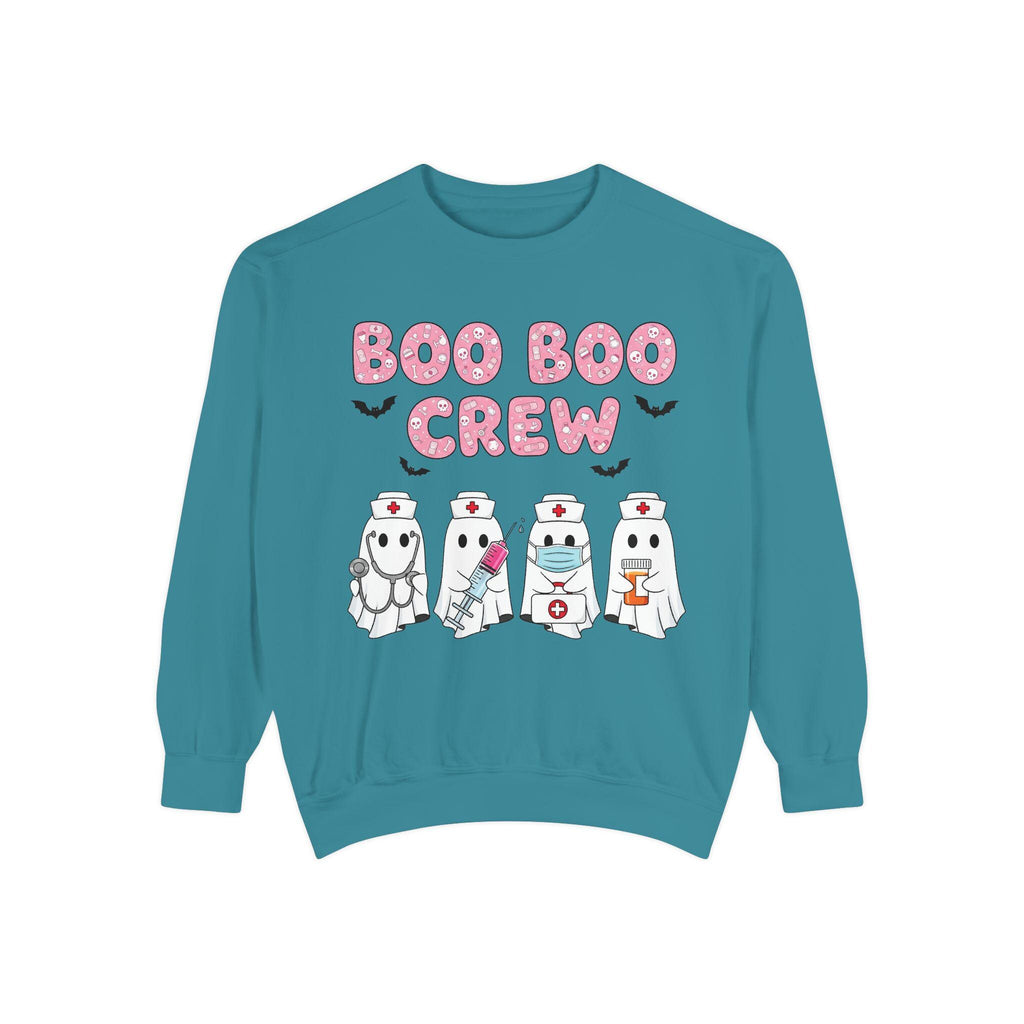 Boo Boo Crew Halloween Nurse Sweatshirt, Spooky RN Fall Top Cozy Autumn Pullover, Cute Retro Gift for Nurse