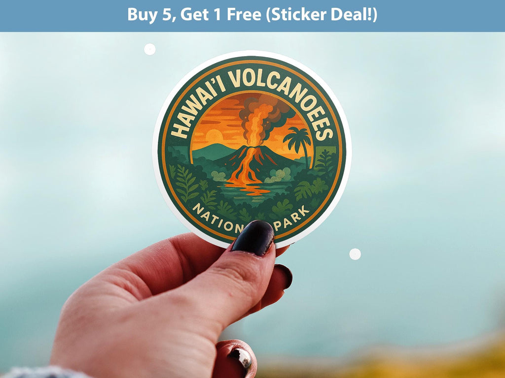 Hawaii Volcanoes National Park Sticker, Retro Vinyl Waterproof Decal, Vintage USA Travel Collection